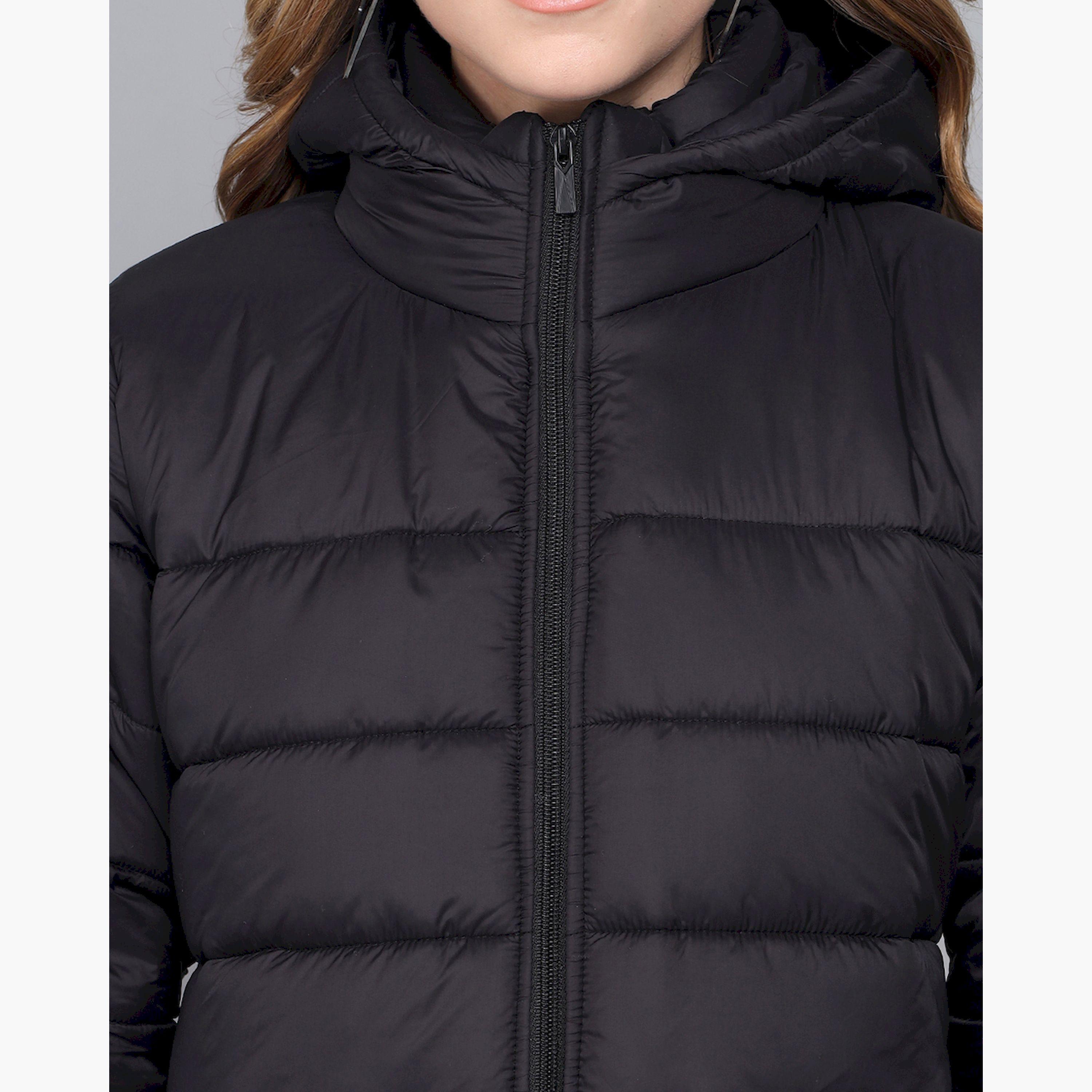 Kotty X Styli Womens Solid Full Sleeve Nylon Hooded Neck Puffer Jacket-women-winterwear-coatsandjackets-jackets-image-2