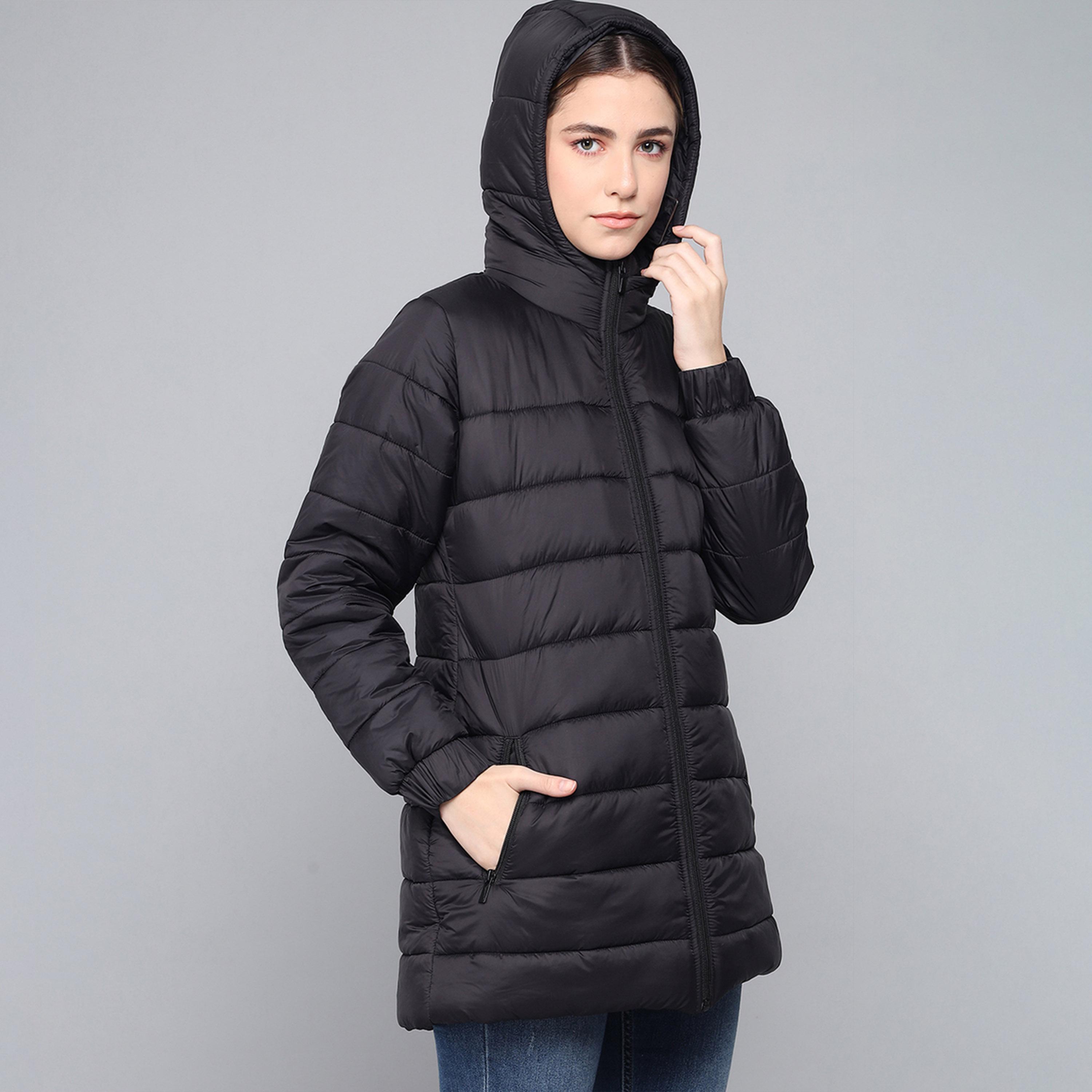 Kotty X Styli Womens Solid Full Sleeve Nylon Hooded Neck Puffer Jacket-women-winterwear-coatsandjackets-jackets-image-4