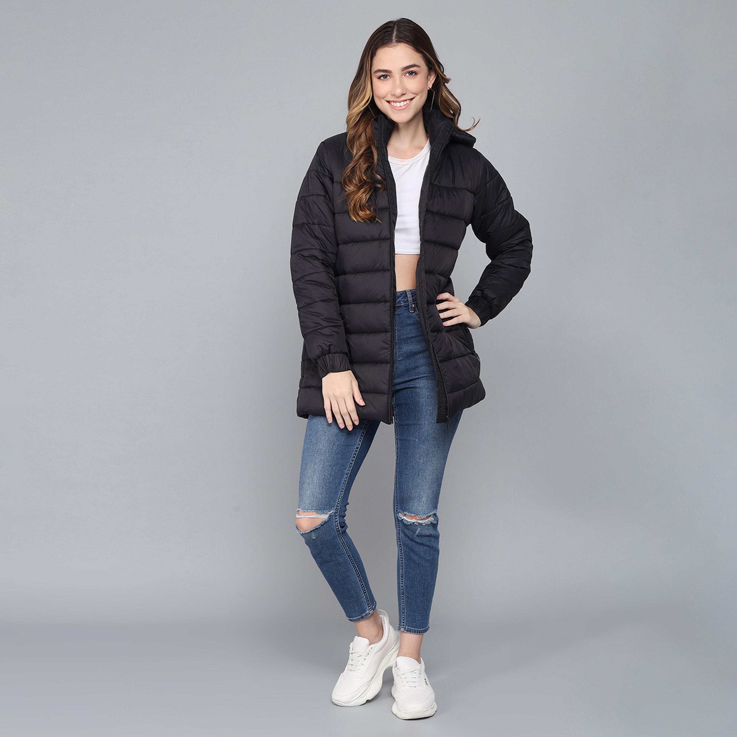 Kotty X Styli Womens Solid Full Sleeve Nylon Hooded Neck Puffer Jacket-women-winterwear-coatsandjackets-jackets-image-5