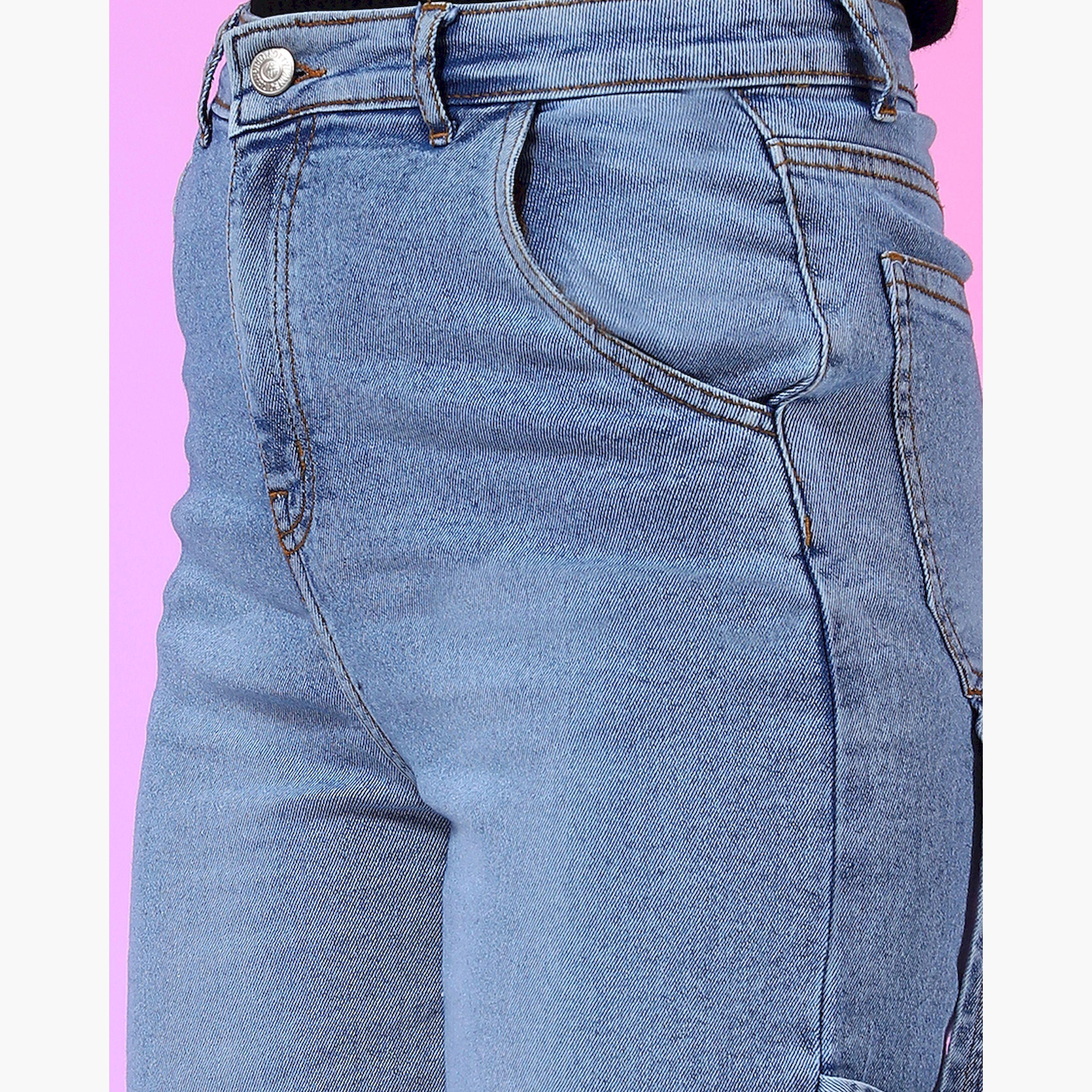 Kotty X Styli Womens Straight Fit High-Rise Low Distress Light Fade Stretchable Jeans-women-clothing-bottoms-jeans-image-2