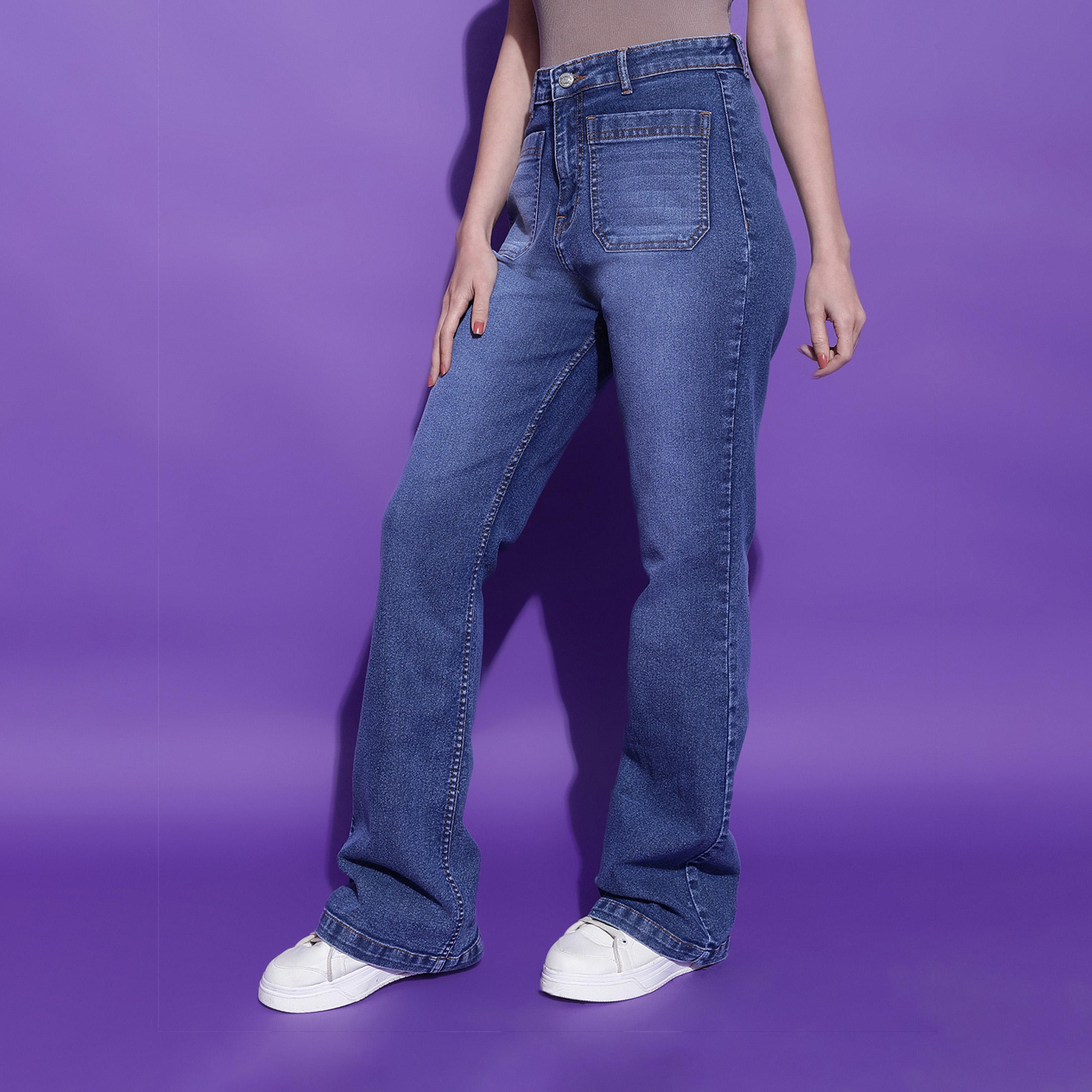 كوتي × ستايلي - بنطال جينز نسائي بقصّة واسعة وخصر مرتفع ولون فاتح-women-clothing-bottoms-jeans-image-3