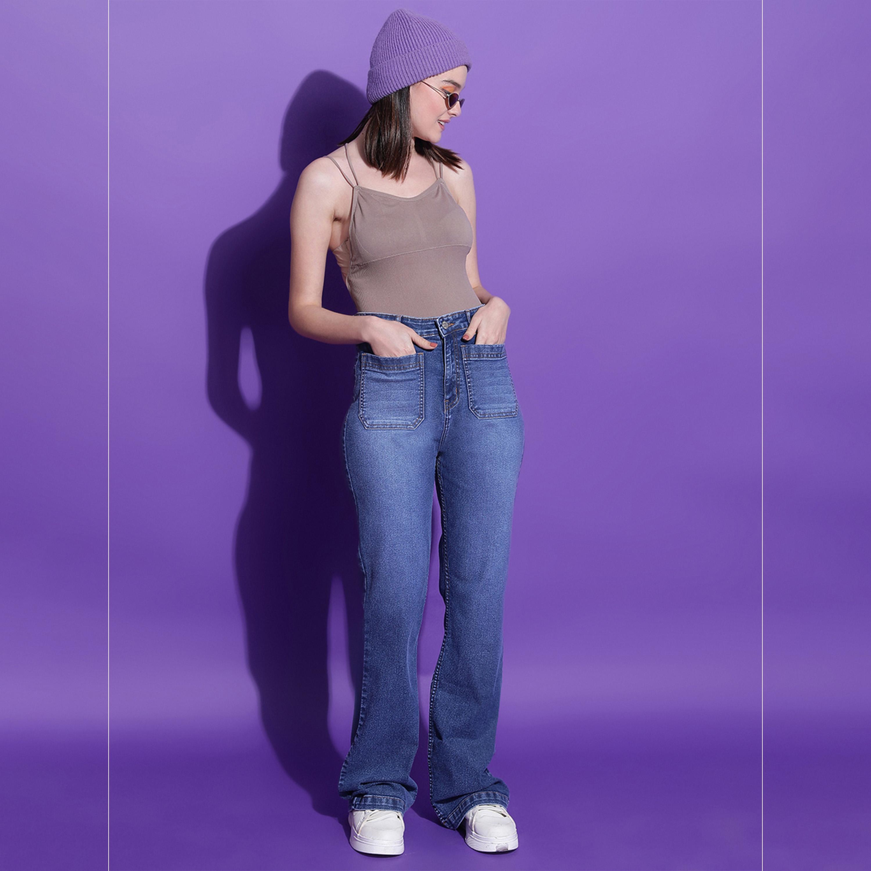 كوتي × ستايلي - بنطال جينز نسائي بقصّة واسعة وخصر مرتفع ولون فاتح-women-clothing-bottoms-jeans-image-5
