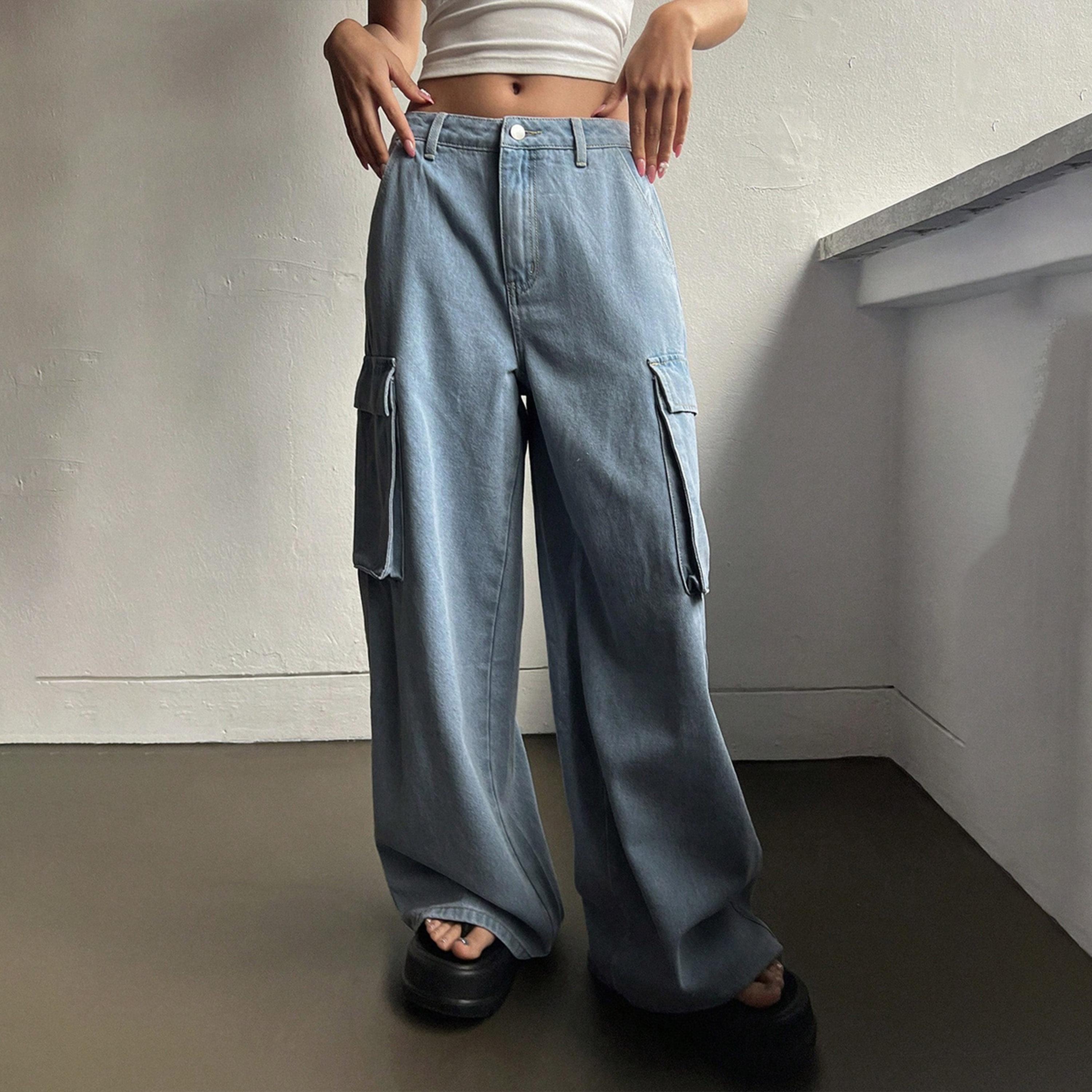 Kotty X Styli Womens Wide Leg High-Rise Low Distress Stretchable Cargo Jeans-women-clothing-bottoms-jeans-image-6