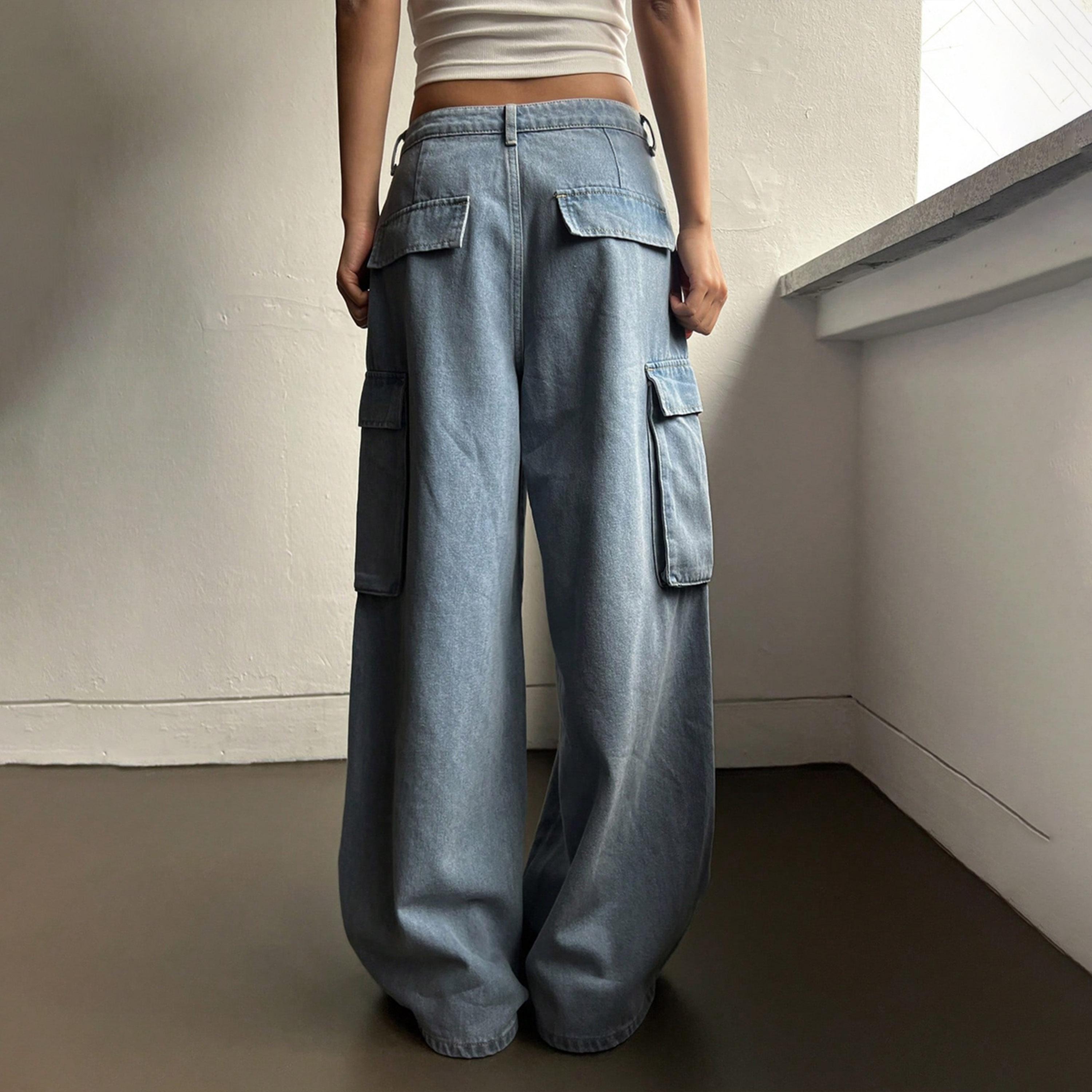 كوتي × ستايلي - بنطال جينز نسائي قابل للتمدد بخصر عالٍ وقصة واسعة وتآكل خفيف-women-clothing-bottoms-jeans-image-7