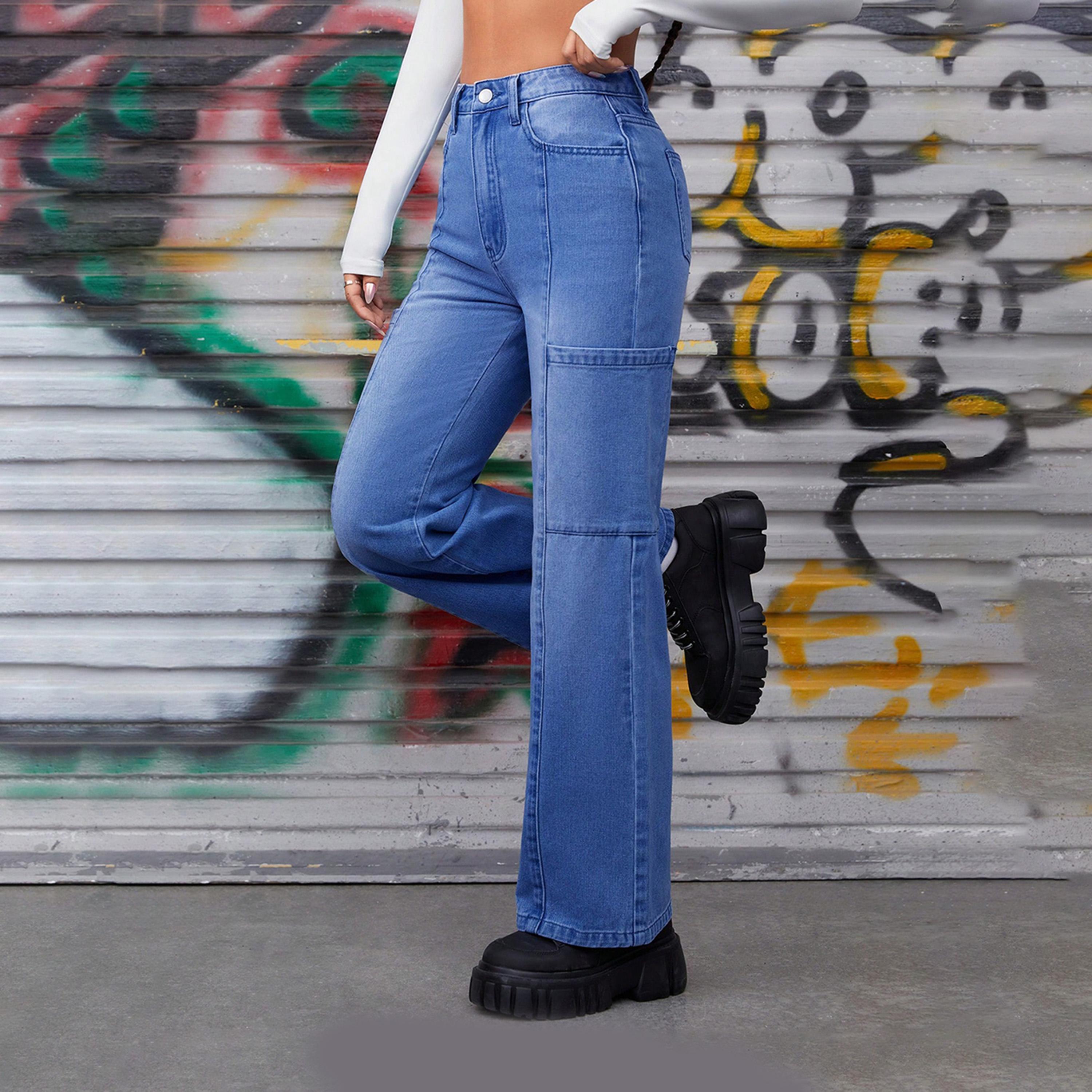 كوتي × ستايلي - بنطال جينز كارغو نسائي قابل للتمدد بقصّة مستقيمة وخصر مرتفع-women-clothing-bottoms-jeans-image-3