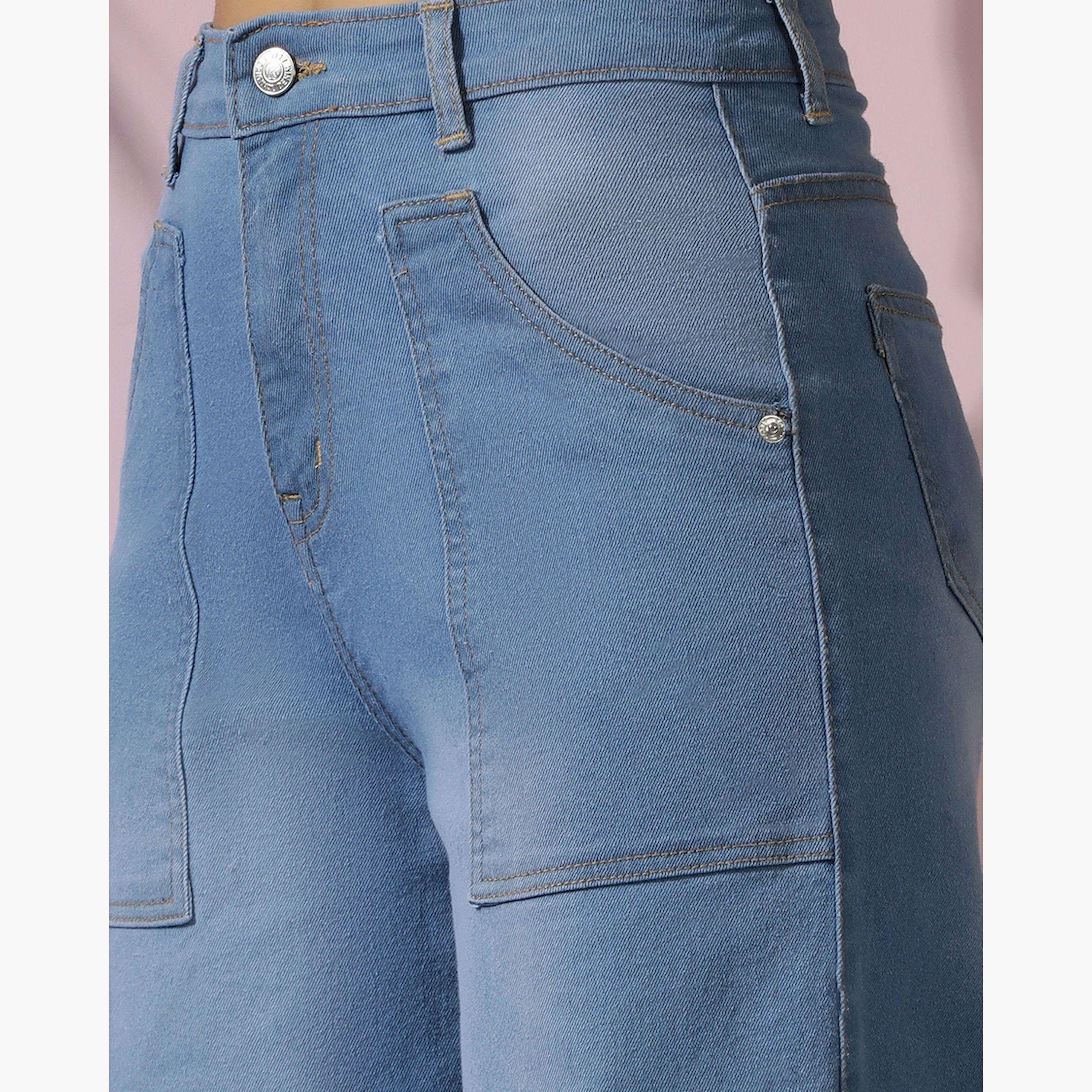 Kotty X Styli Womens Wide Leg High-Rise Mildly Distressed Light Fade Stretchable Cargo Jeans-women-clothing-bottoms-jeans-image-6