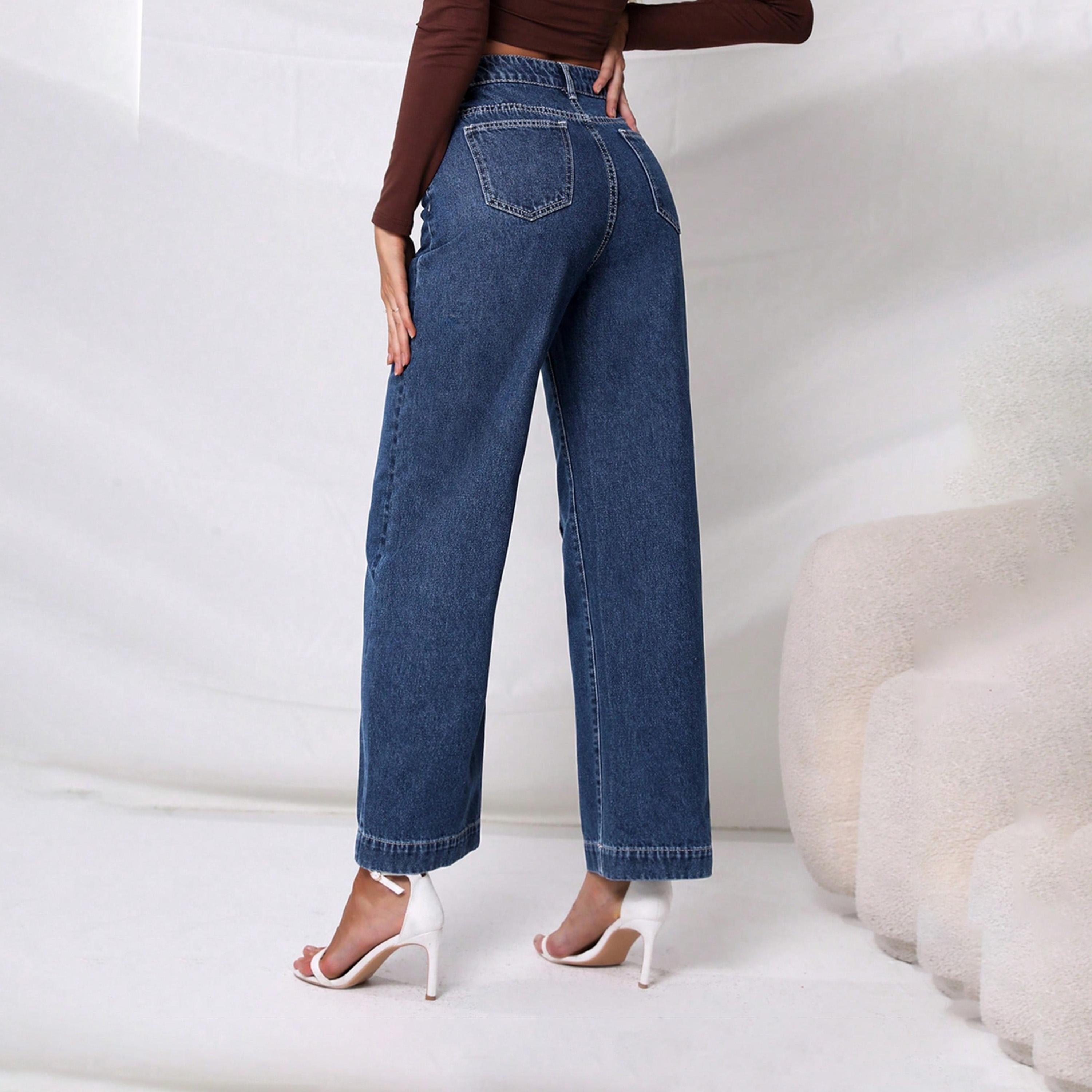 Kotty X Styli Womens Straight Fit High-Rise Slash Knee Stretchable Jeans-women-clothing-bottoms-jeans-image-2