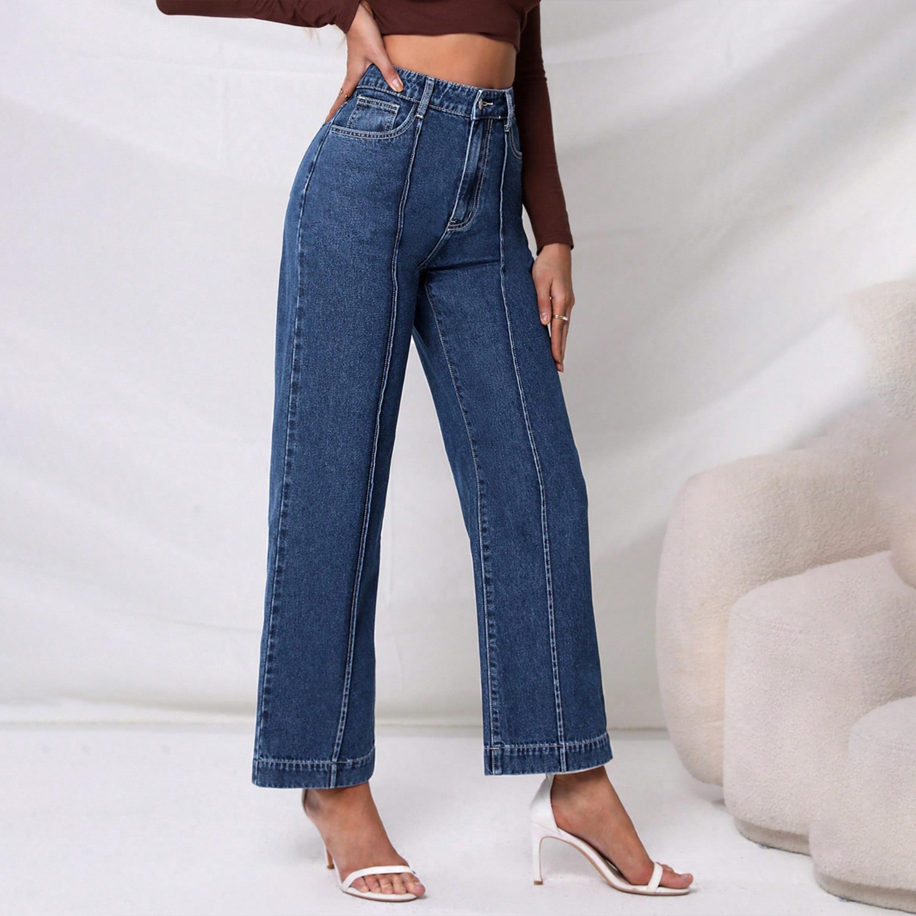 Kotty X Styli Womens Straight Fit High-Rise Slash Knee Stretchable Jeans-women-clothing-bottoms-jeans-image-6