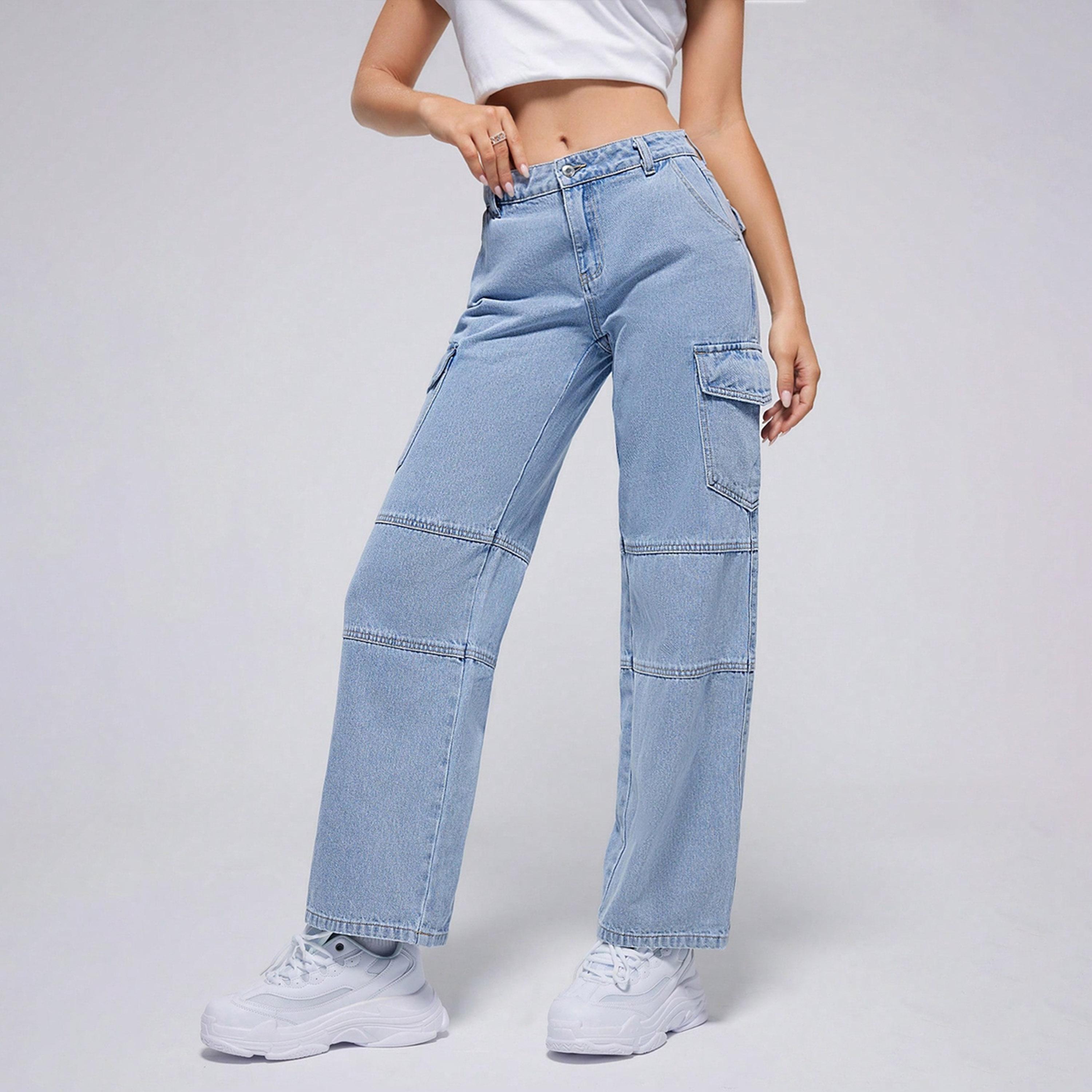 Kotty X Styli Womens Straight Fit Slash Knee Stretchable Cargo Jeans-women-clothing-bottoms-jeans-image-5