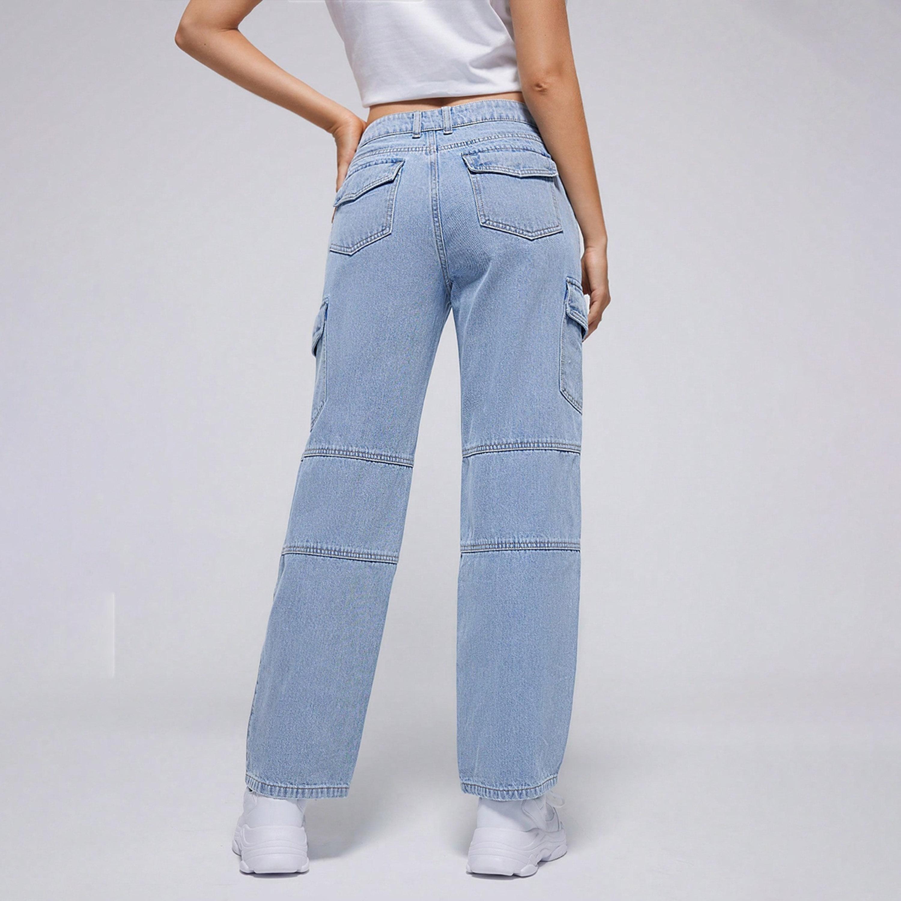Kotty X Styli Womens Straight Fit Slash Knee Stretchable Cargo Jeans-women-clothing-bottoms-jeans-image-6