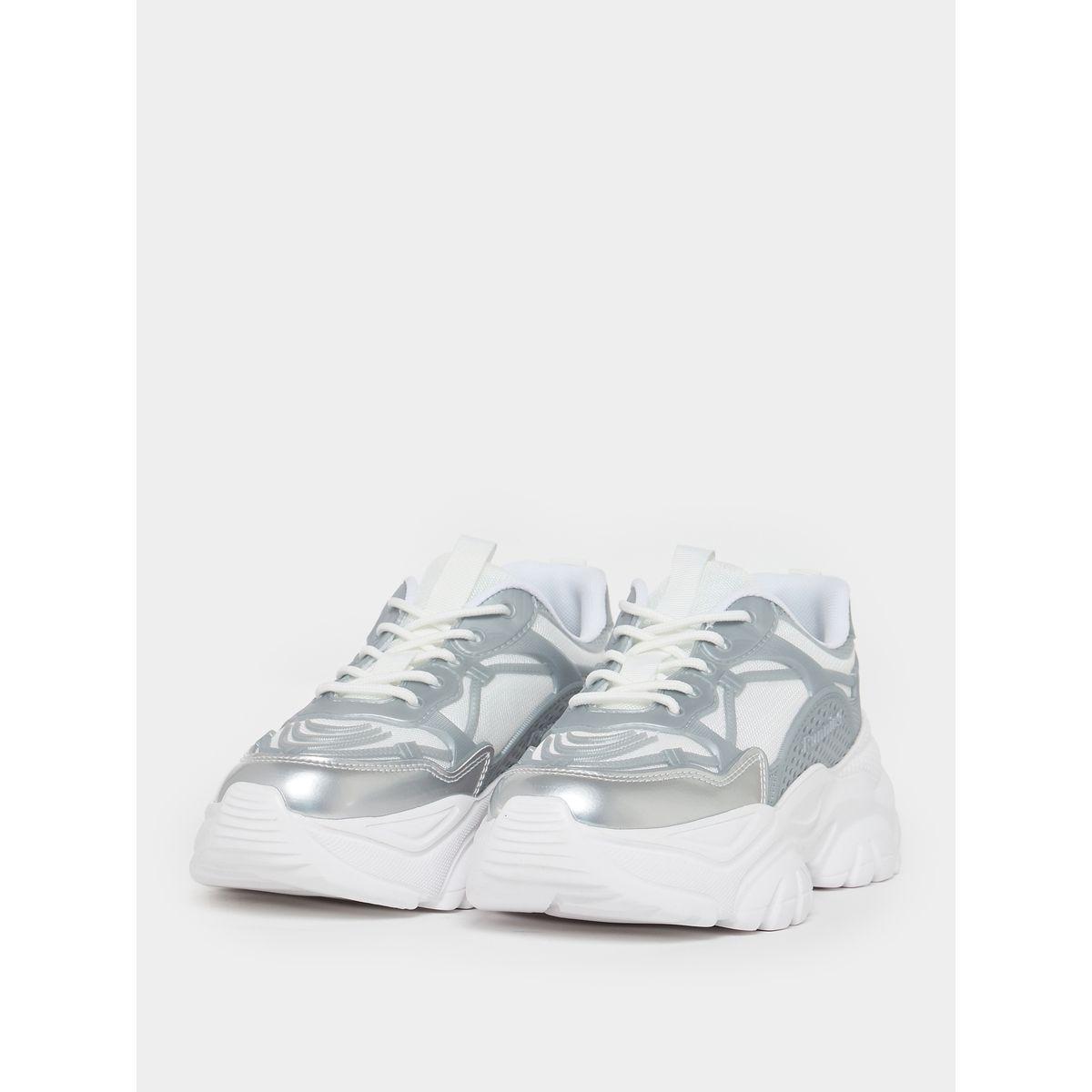 Take Two Metallic Panel Lace Up Chunky Sneakers-women-shoes-sneakers-image-3