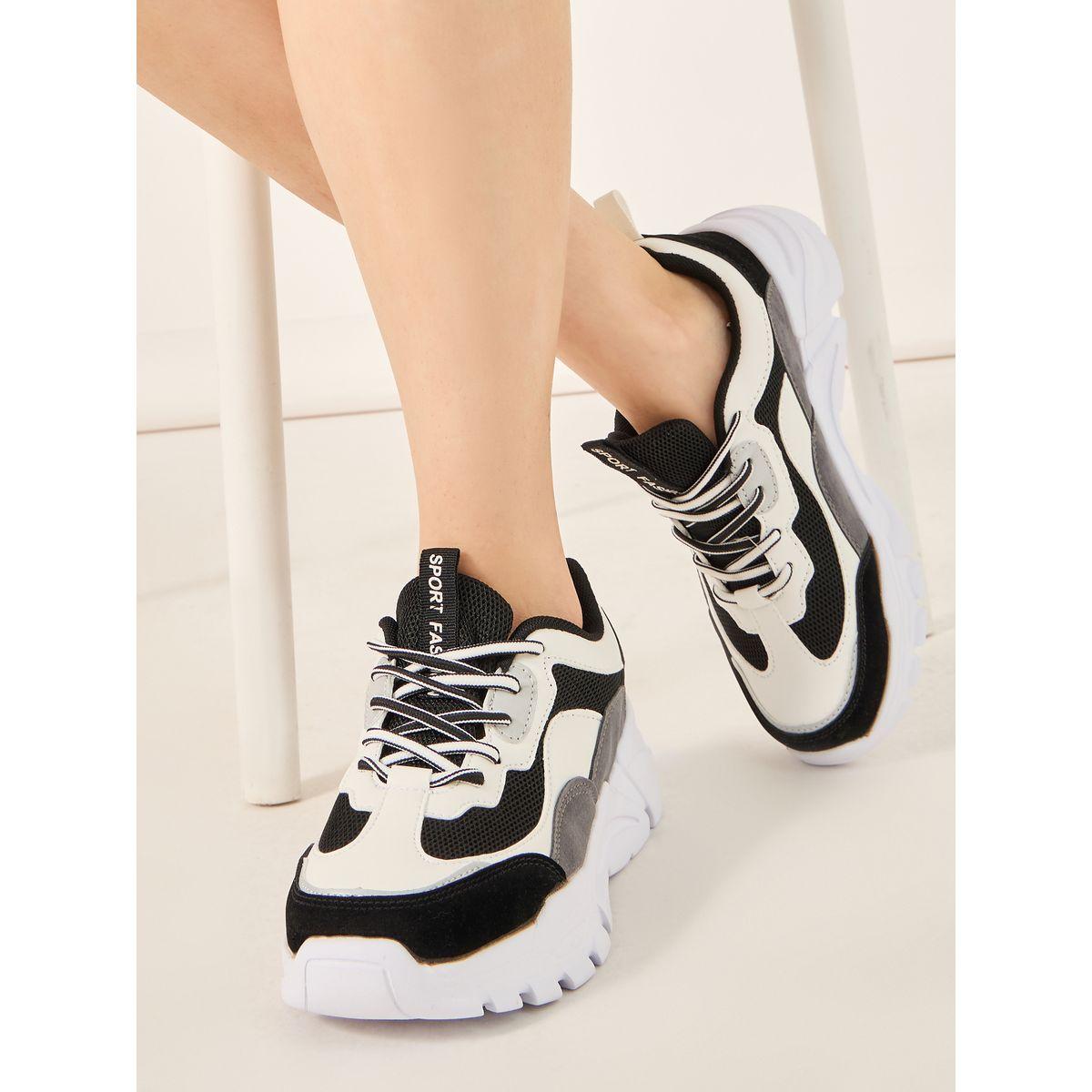 Take Two Color Block Lace Up Chunky Sneakers-women-shoes-sneakers-image-1