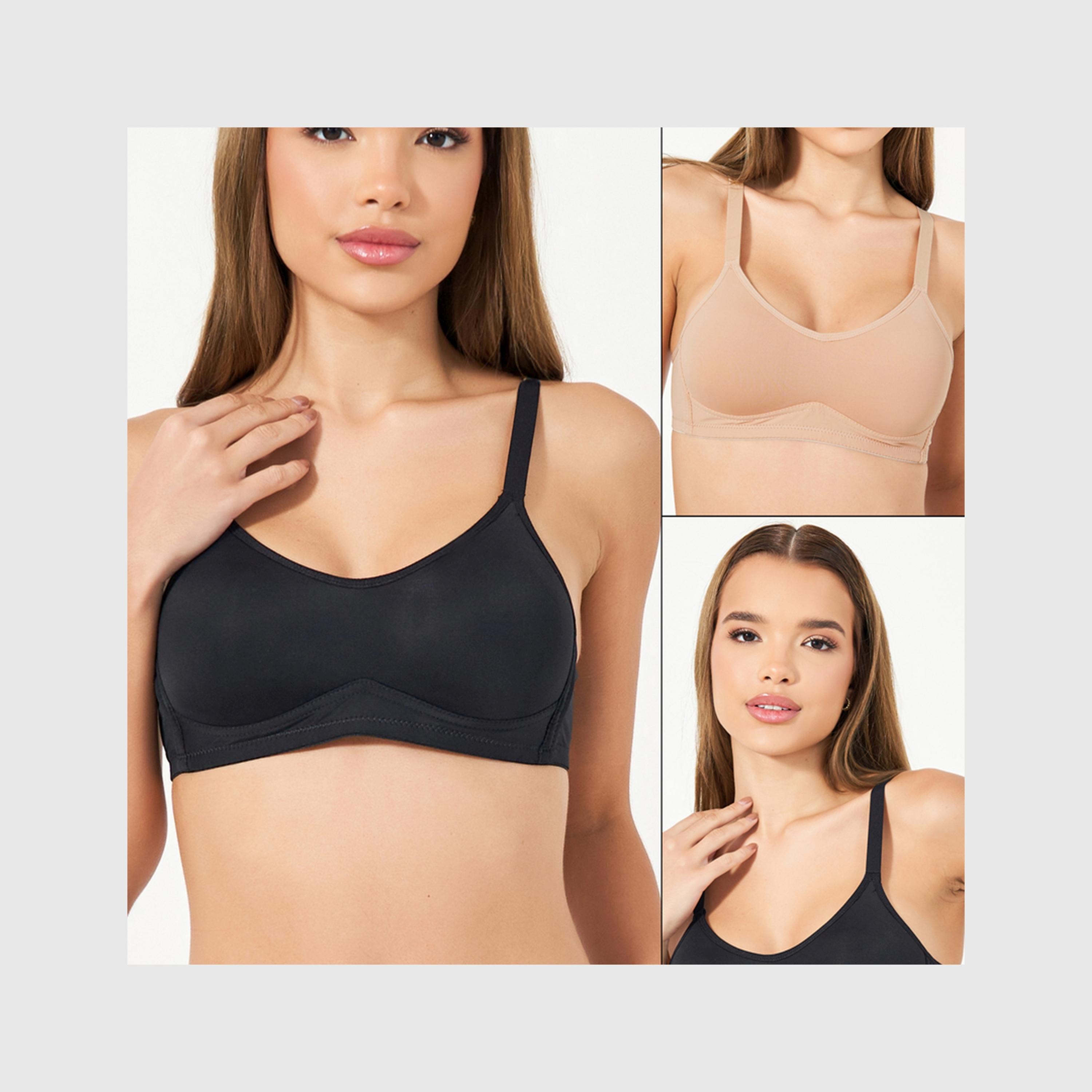 ستايلي - مجموعة من قطعتين من حمالة الصدر تي شيرت المبطنة بدون سلك-women-clothing-lingerie-bras-image-1