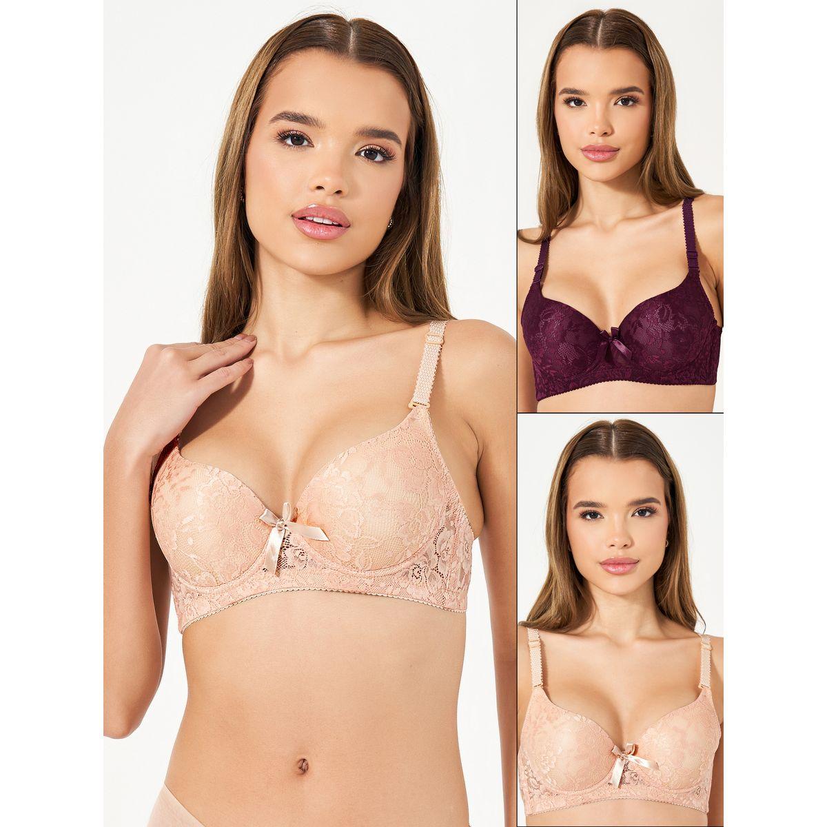 Styli Pack of 2 - All Over Lace Bow Detail T-Shirt Bra-women-clothing-lingerie-bras-image-1