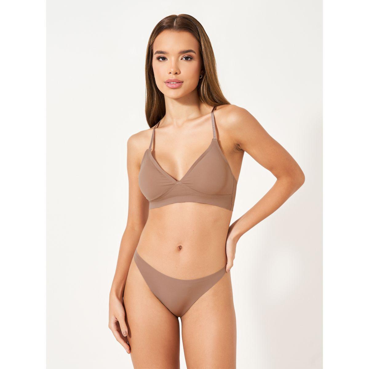 Styli Basic Seamless Padded Bralette and Thongs Set-women-clothing-lingerie-lingeriesets-image-1