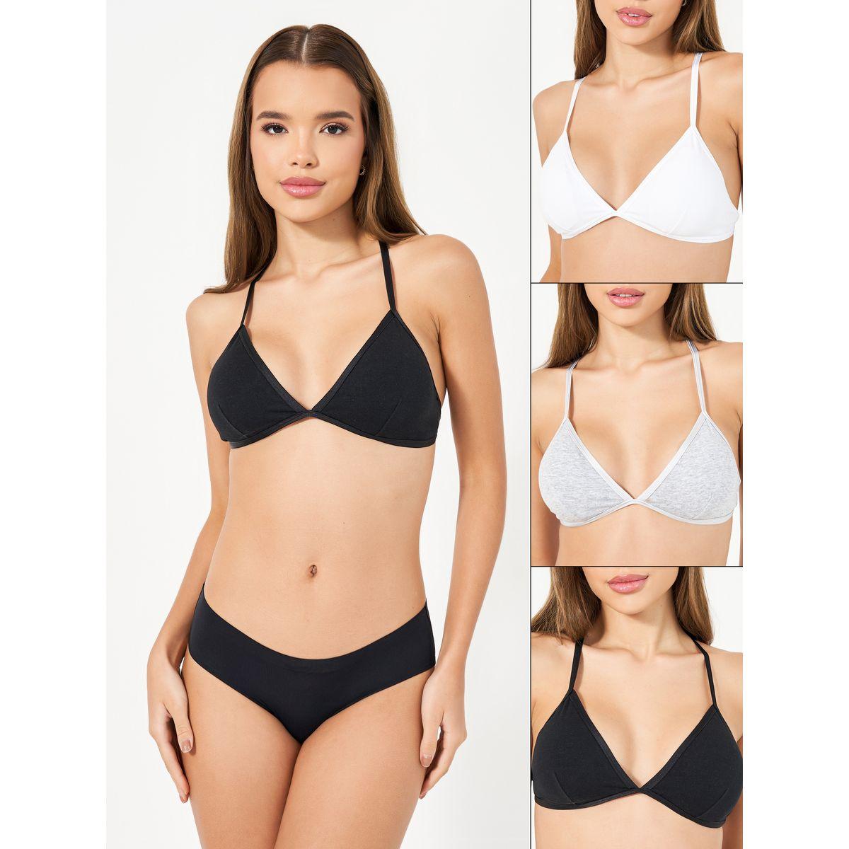 Styli Pack of 3 - Non Padded Non Wired Solid Bralette-women-clothing-lingerie-bras-image-1