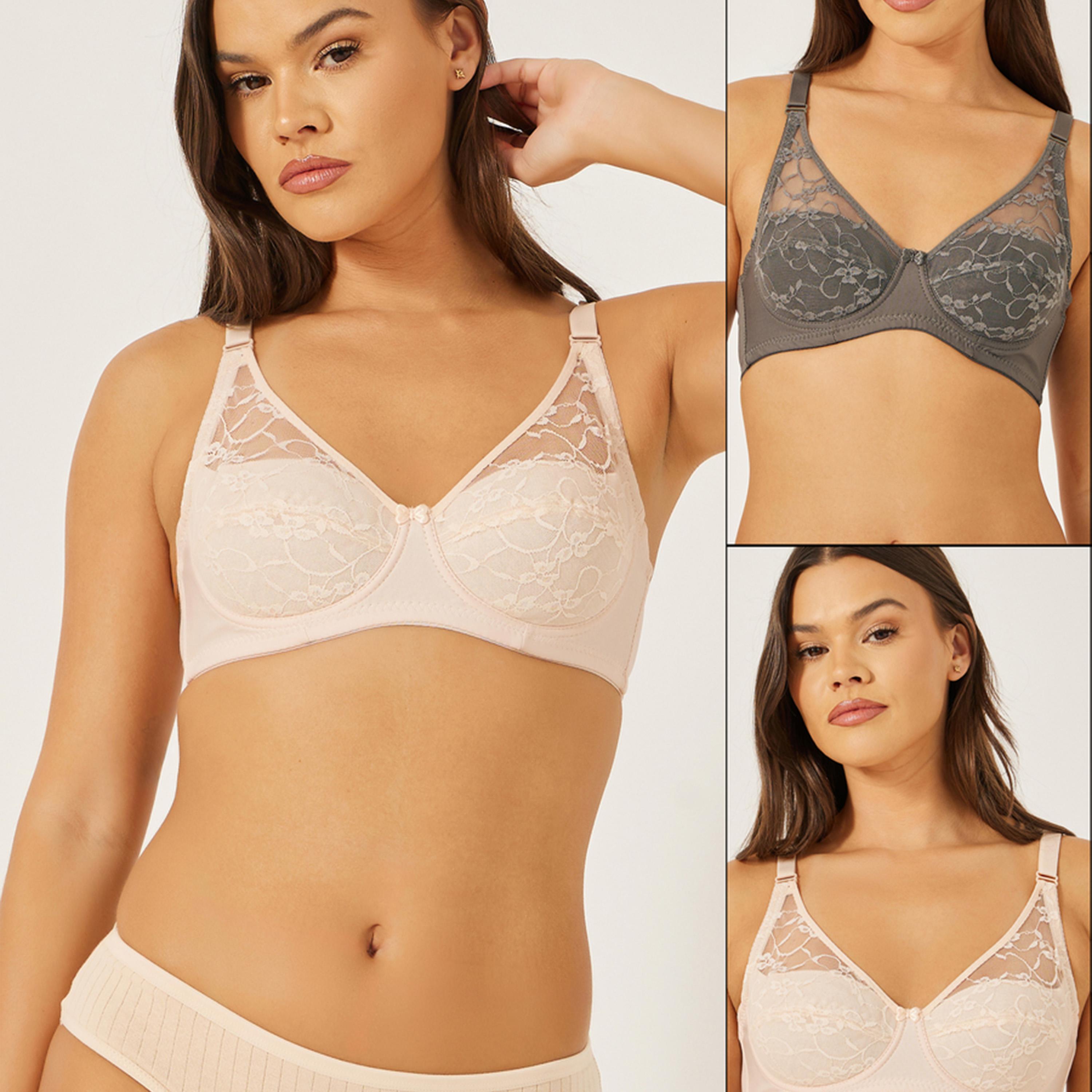ستايلي - حمالة صدر كوب كامل مبطنة من الدانتيل - عبوة من قطعتين-women-clothing-lingerie-bras-image-1