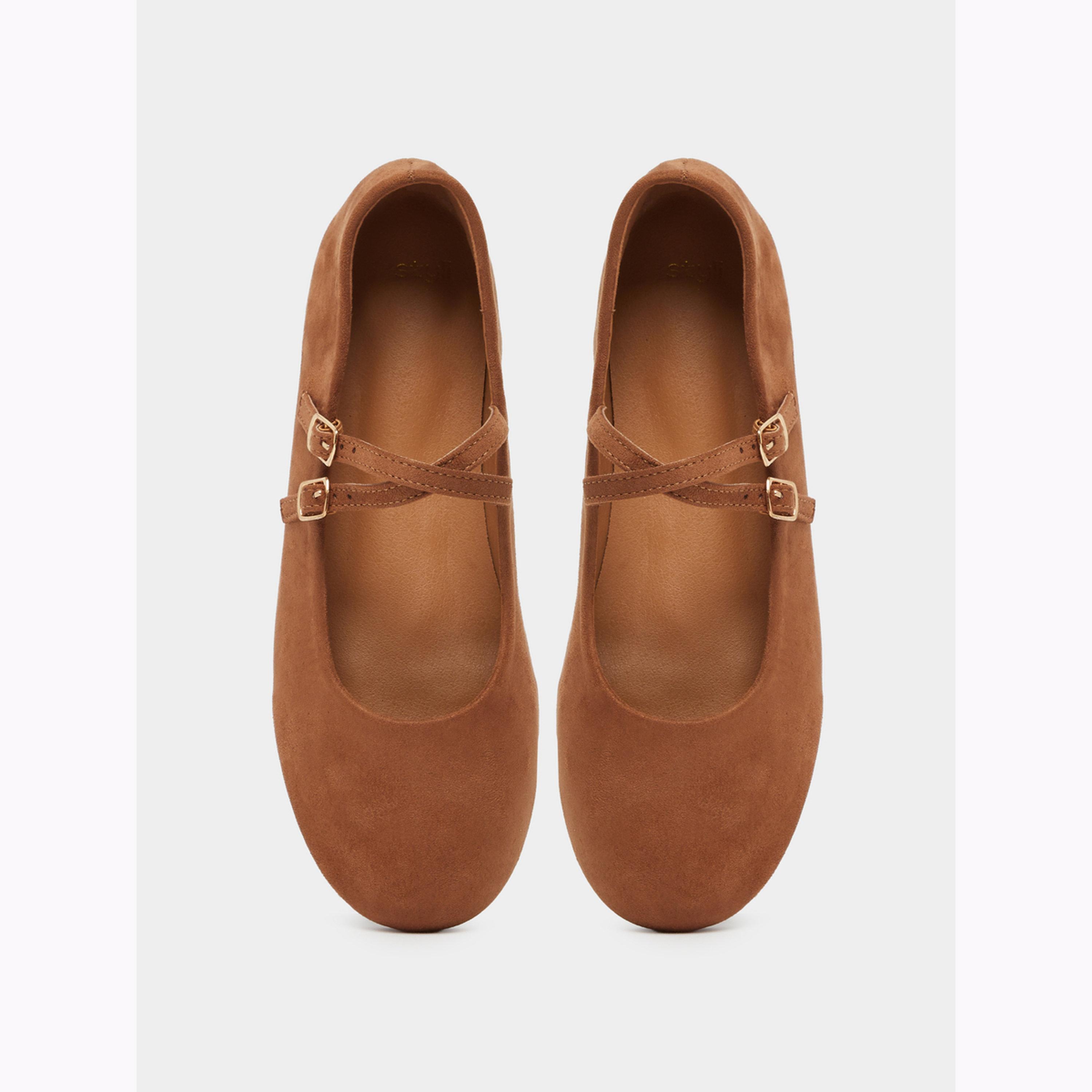 Styli Brown Flat Ballet Shoes-women-shoes-flats-ballerinas-image-3