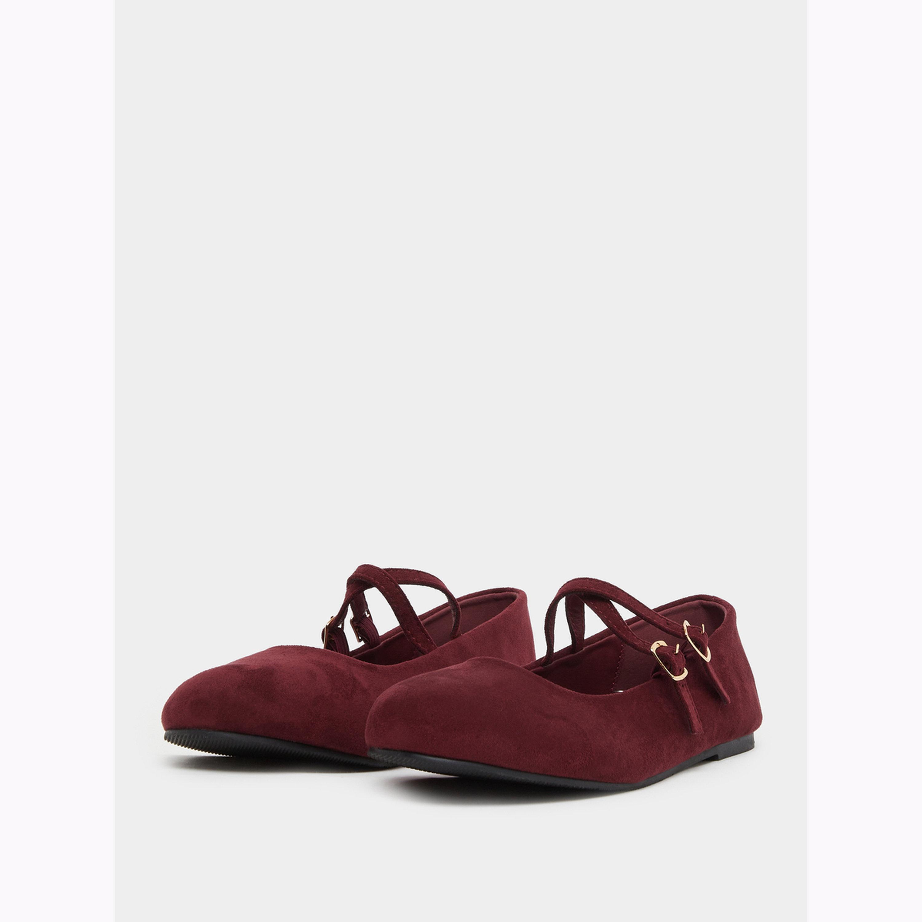 Styli Burgundy Flat Ballet Shoes-women-shoes-flats-ballerinas-image-1