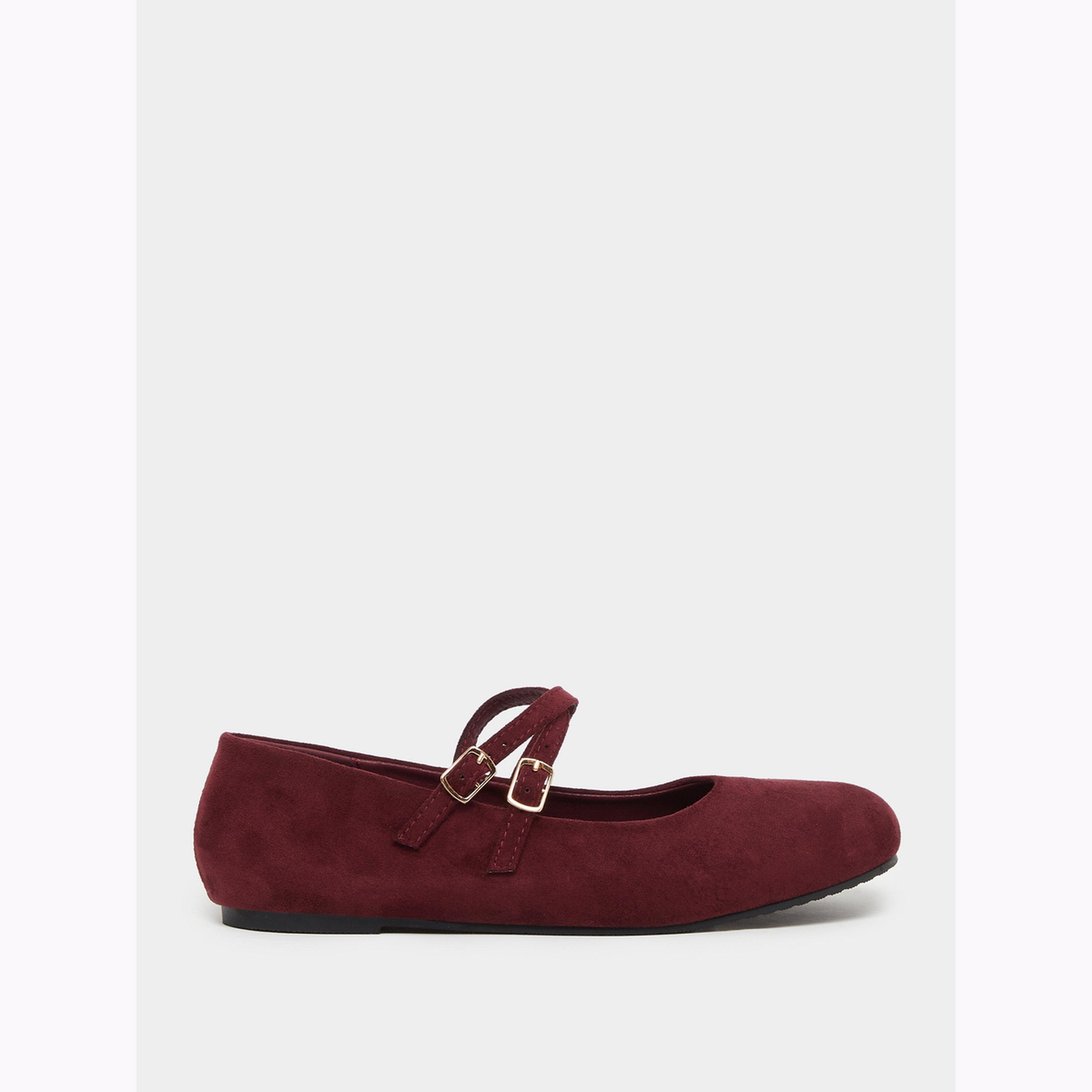 Styli Burgundy Flat Ballet Shoes-women-shoes-flats-ballerinas-image-2