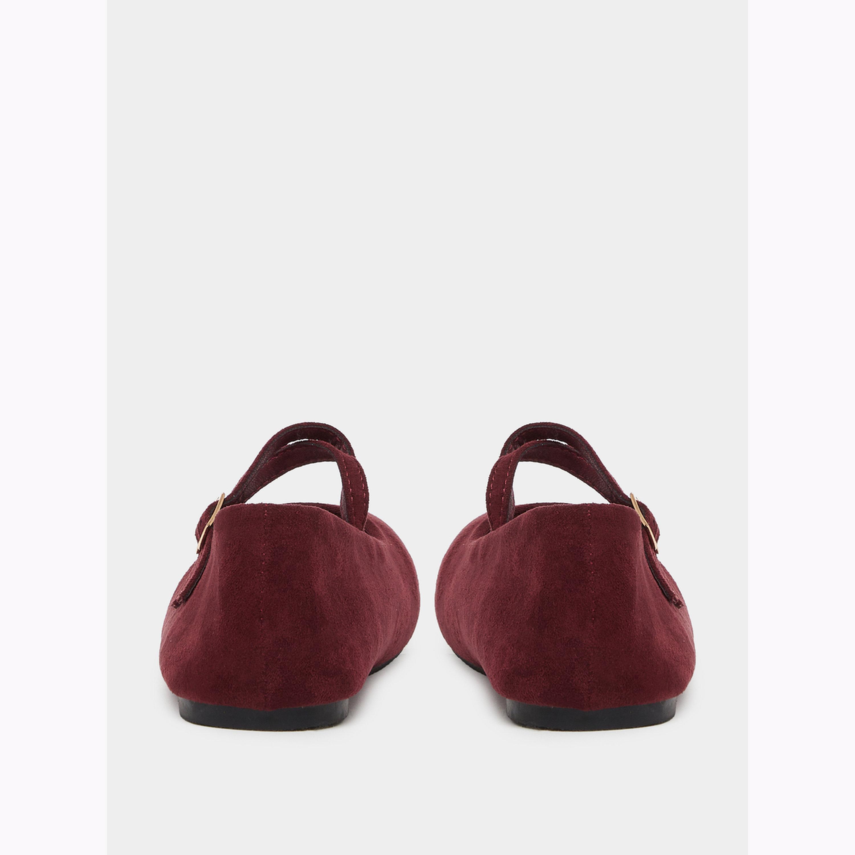 Styli Burgundy Flat Ballet Shoes-women-shoes-flats-ballerinas-image-5