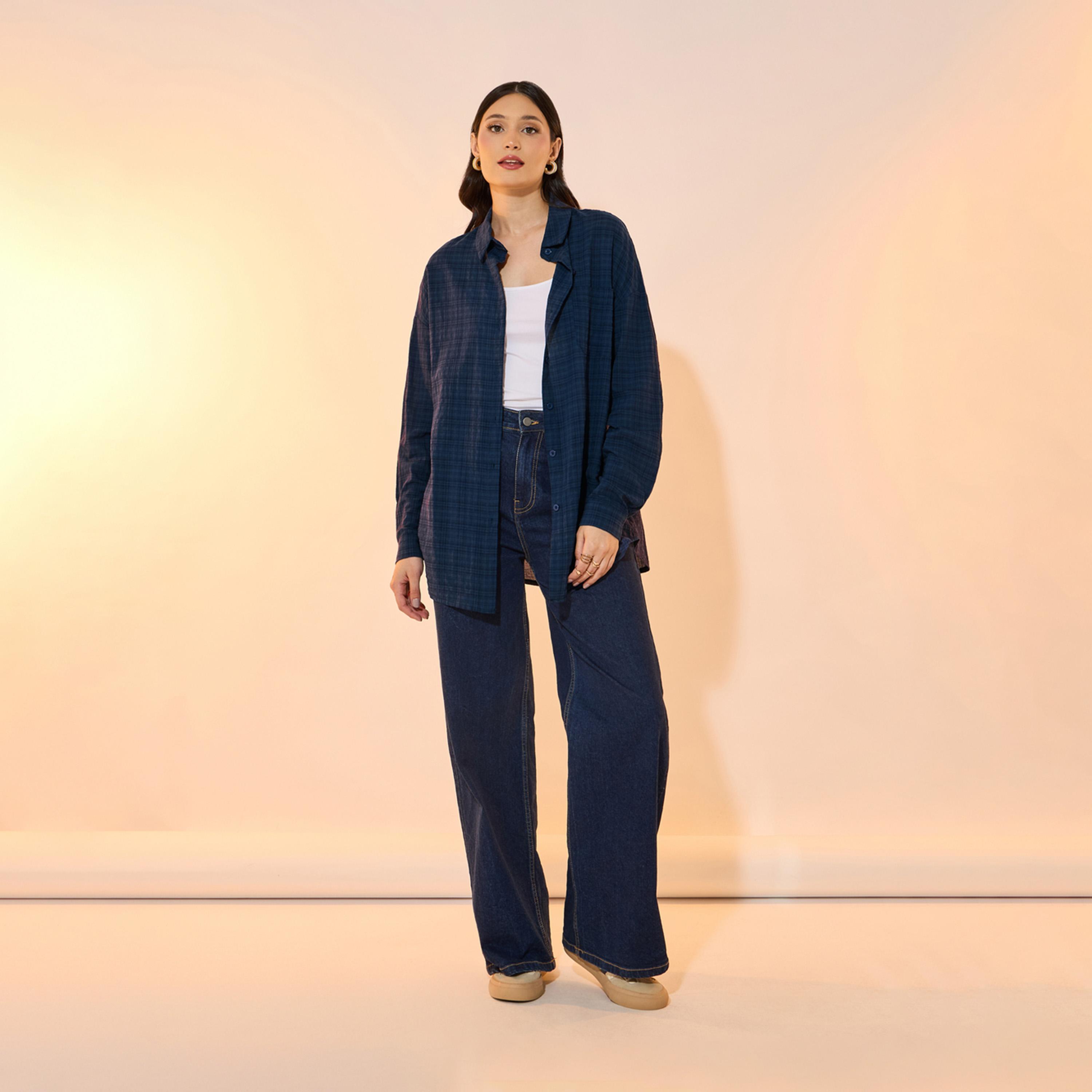 Take Two Checked Long Sleeve Oversized Shirt-women-clothing-shirtsandblouses-shirts-image-2