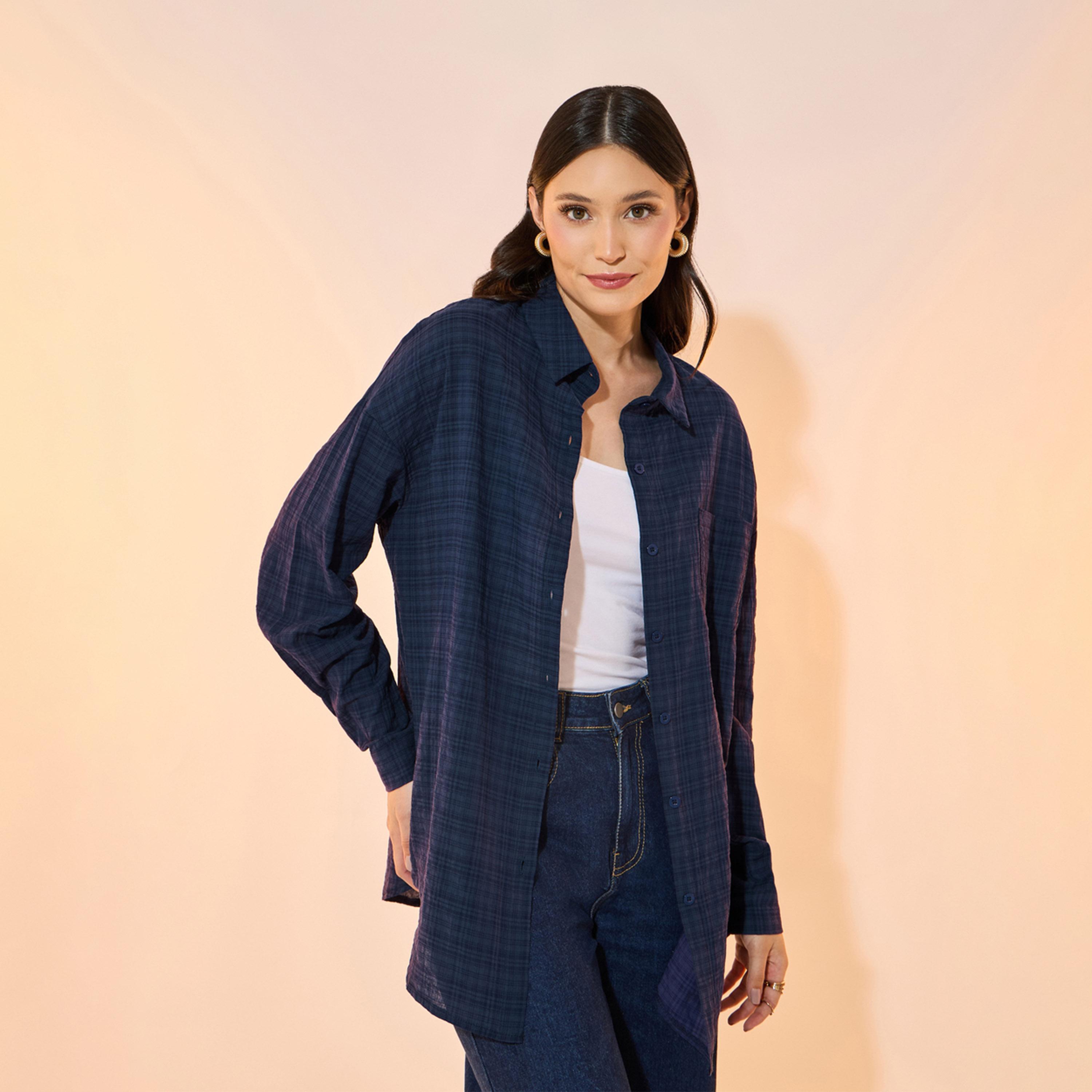 Take Two Checked Long Sleeve Oversized Shirt-women-clothing-shirtsandblouses-shirts-image-3