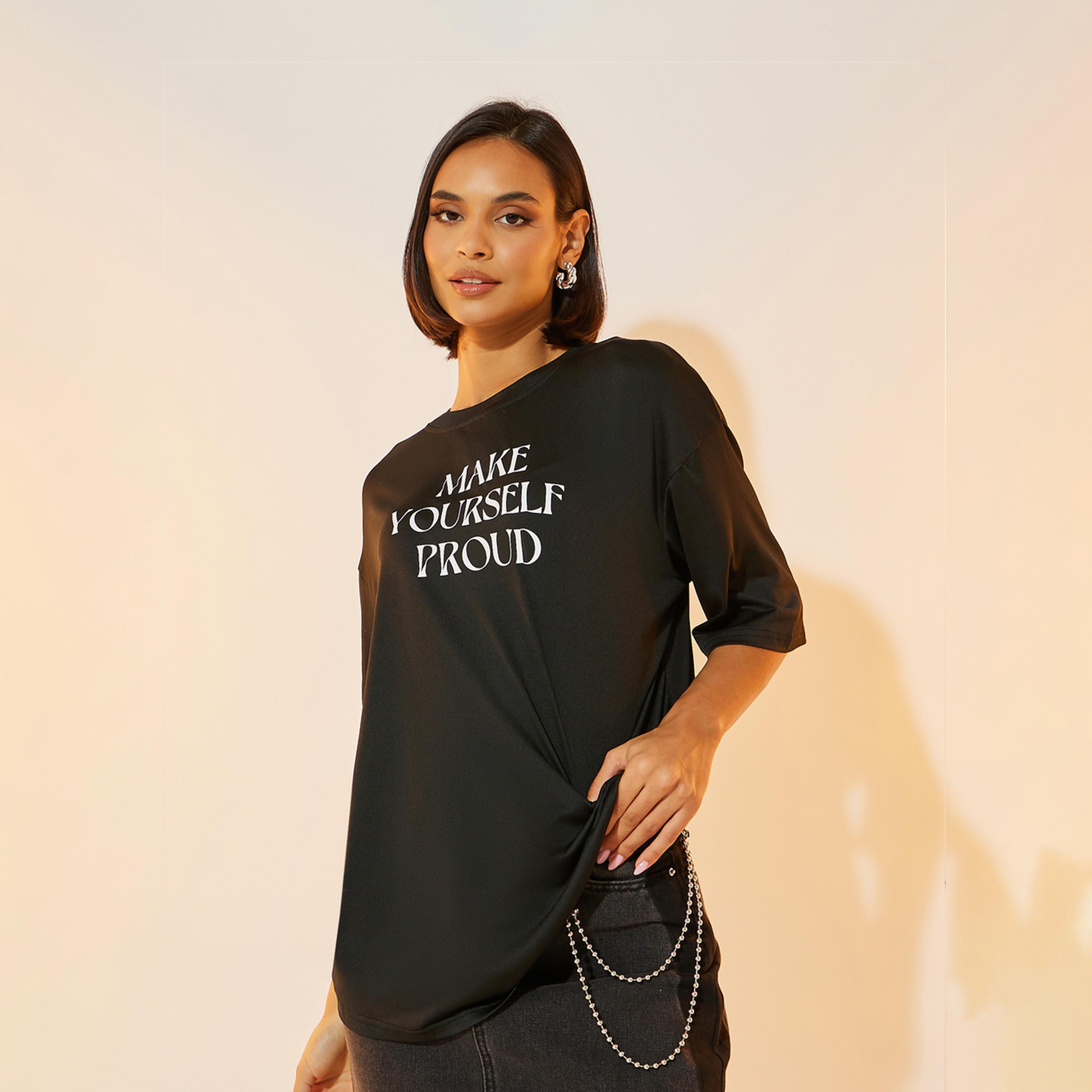 Take Two Oversized Slogan Print Longline T-Shirt-women-clothing-tshirts-image-1