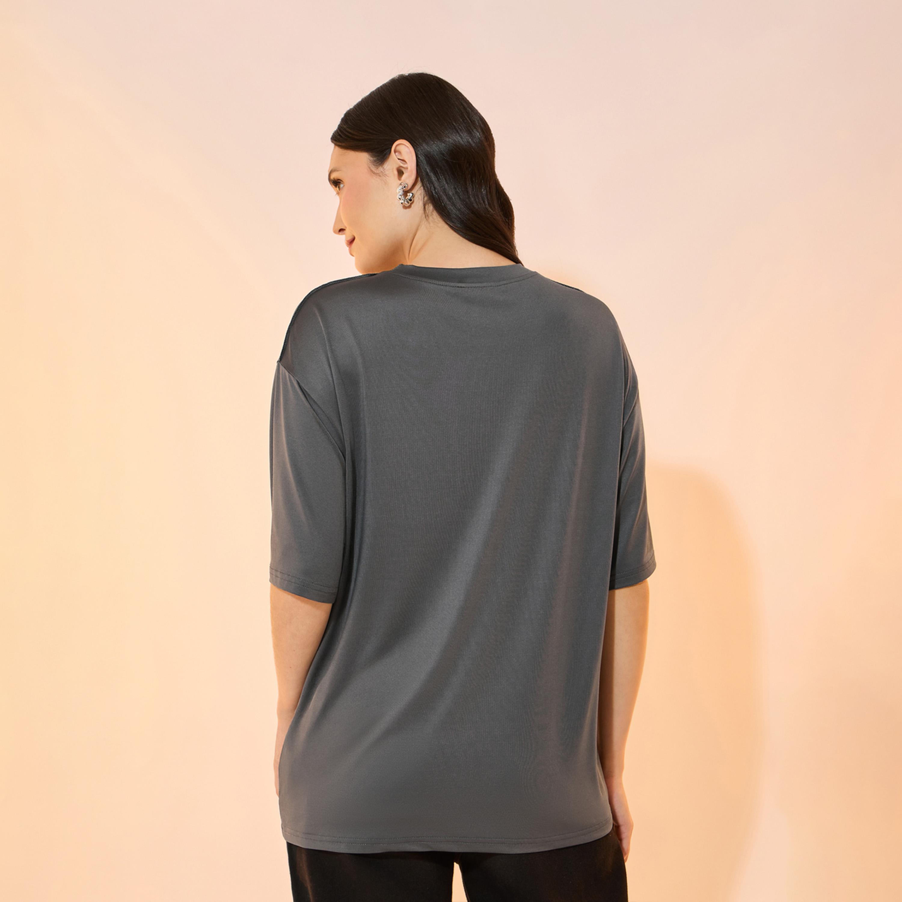 Take Two Slogan Print Round Neck Oversized T-Shirt-women-clothing-tshirts-image-4