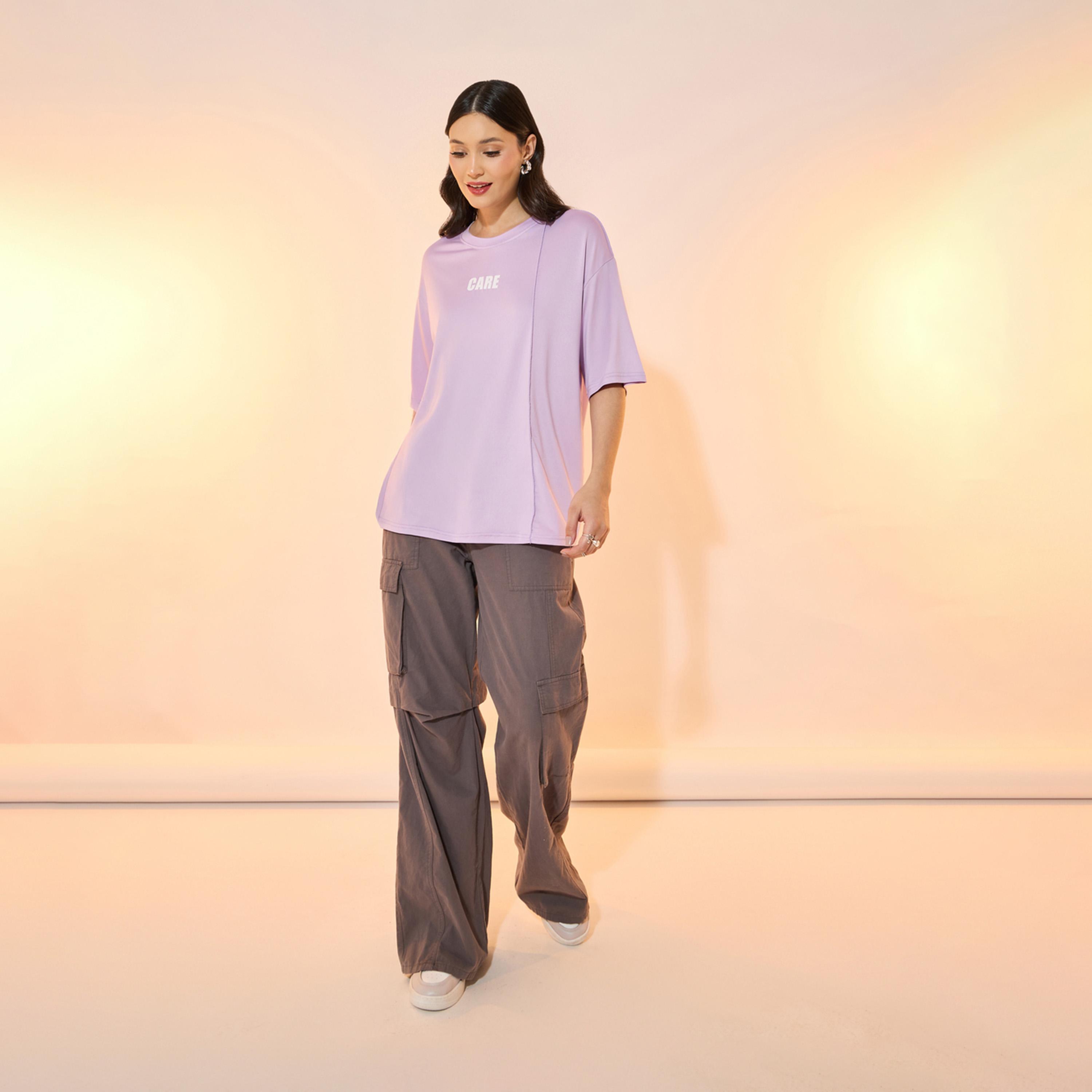 Take Two Slogan Print Round Neck Oversized T-Shirt-women-clothing-tshirts-image-2
