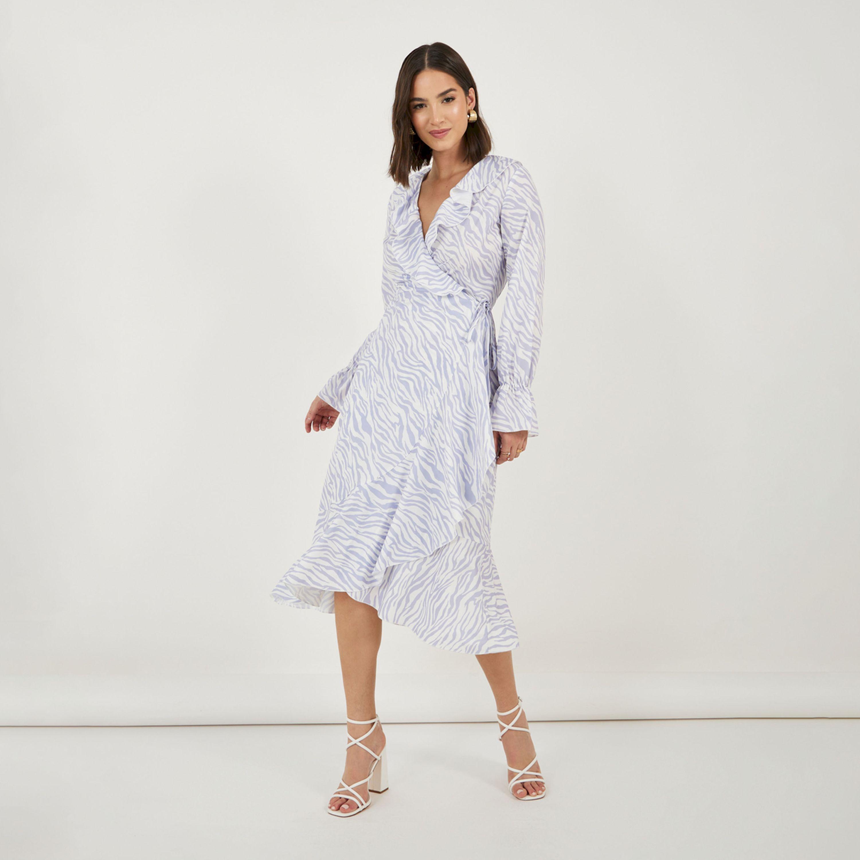 Take Two Animal Print Ruffled Wrap Midi Dress-women-clothing-dresses-image-3