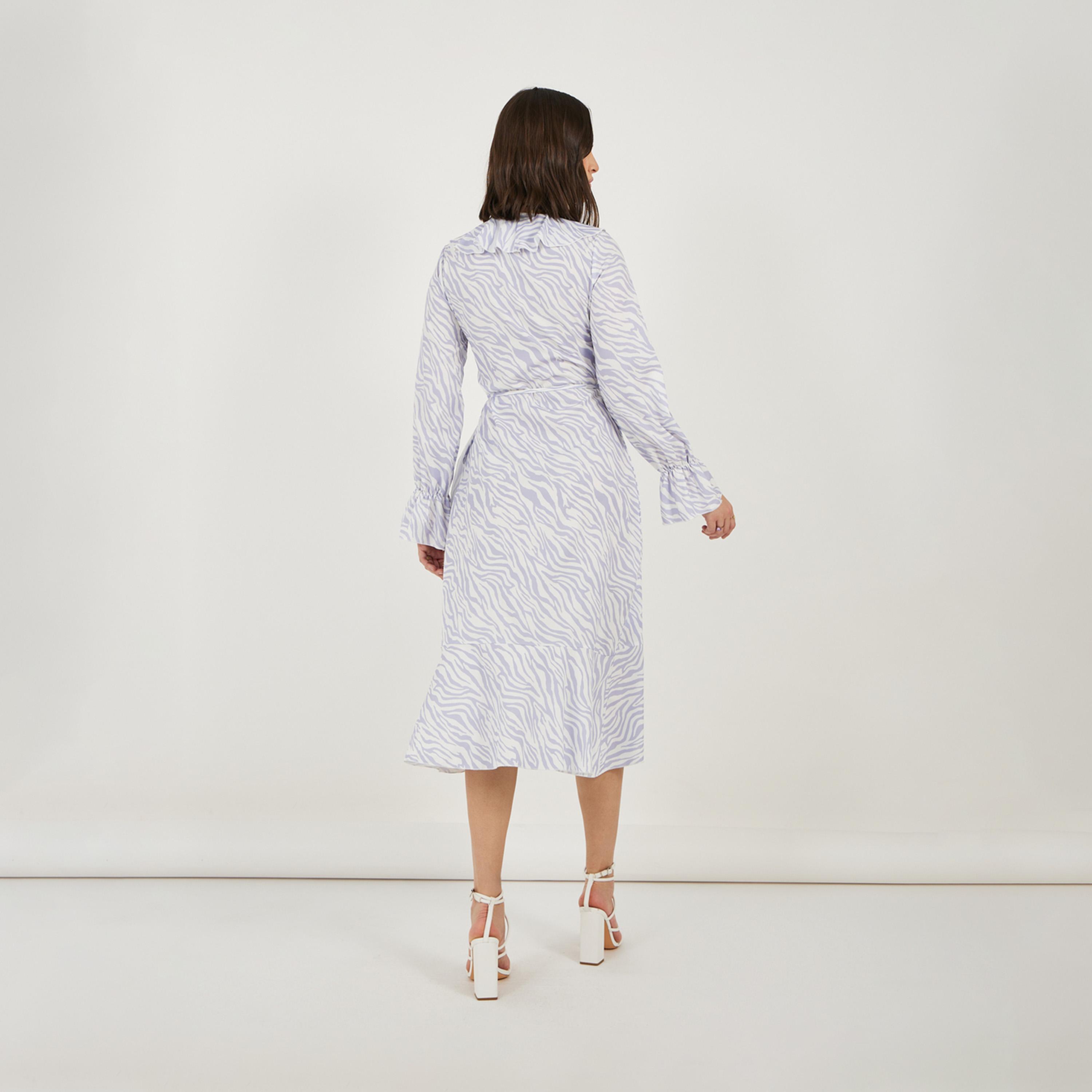 Take Two Animal Print Ruffled Wrap Midi Dress-women-clothing-dresses-image-6