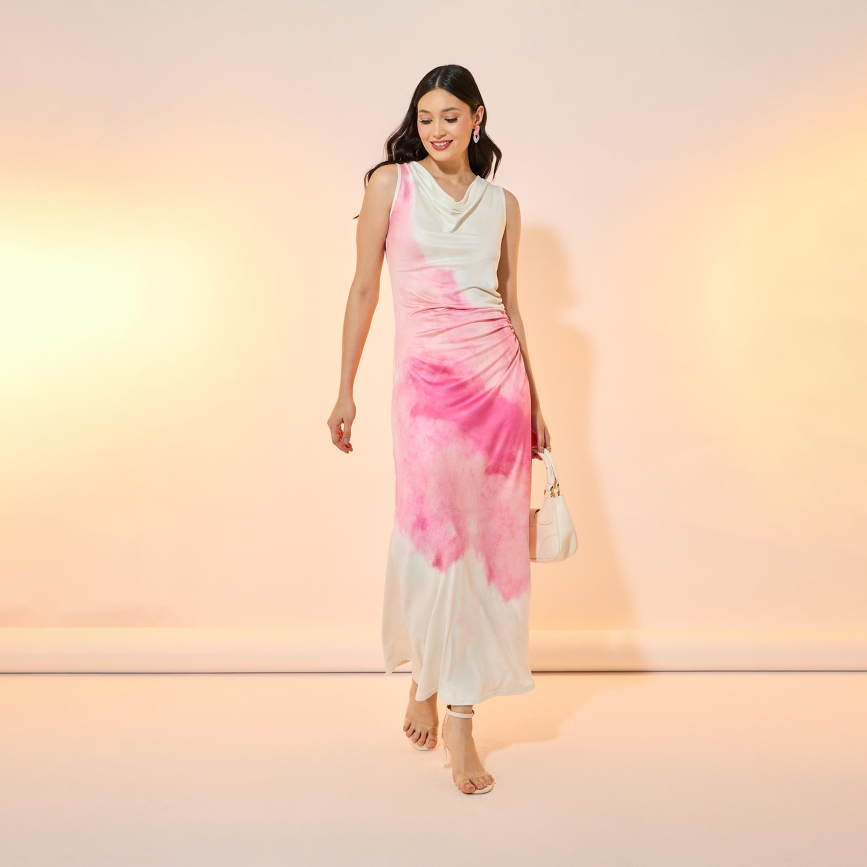 Take Two Tie-Dye Print Side Ruched Detail Sleeveless Maxi Dress-women-clothing-dresses-image-1
