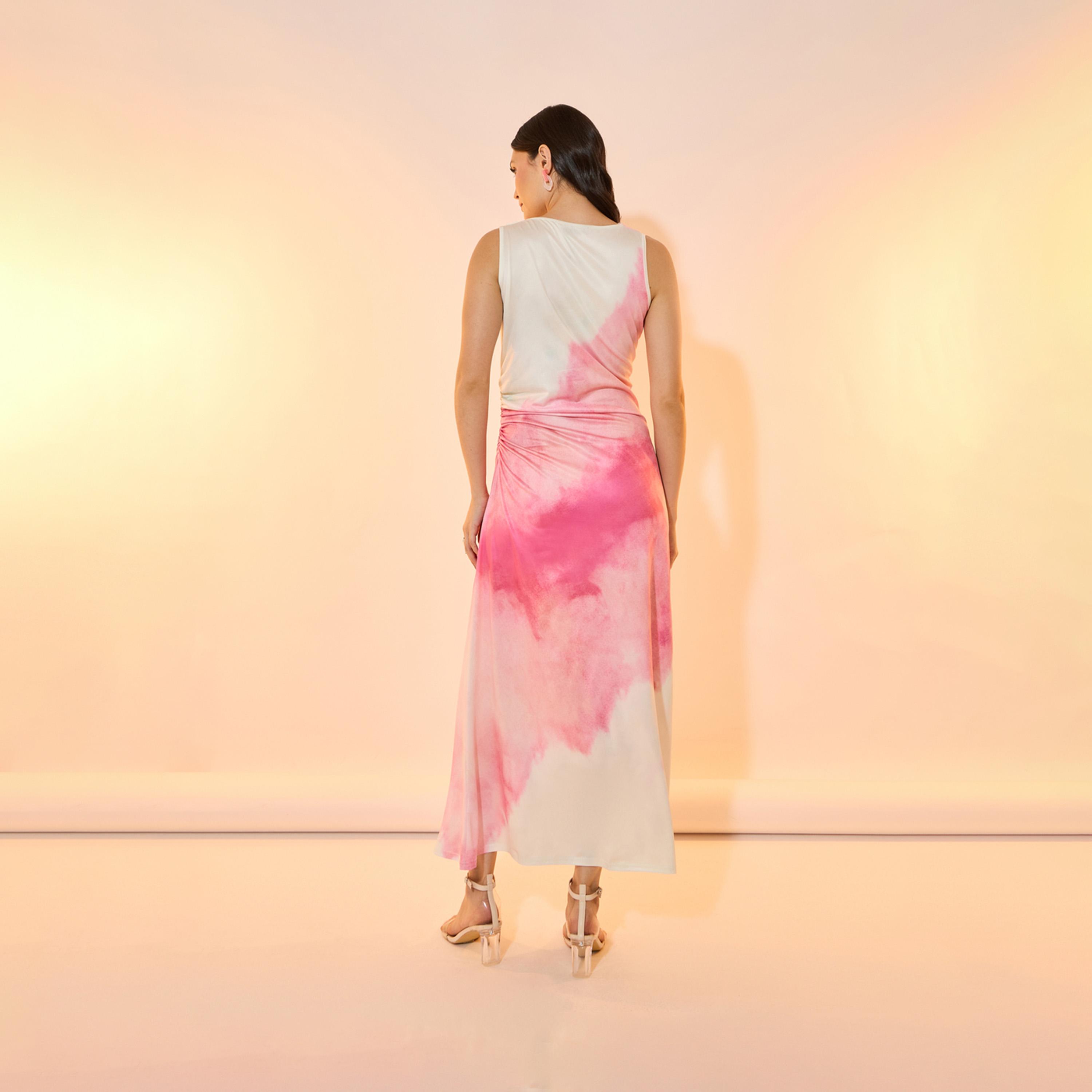 Take Two Tie-Dye Print Side Ruched Detail Sleeveless Maxi Dress-women-clothing-dresses-image-6