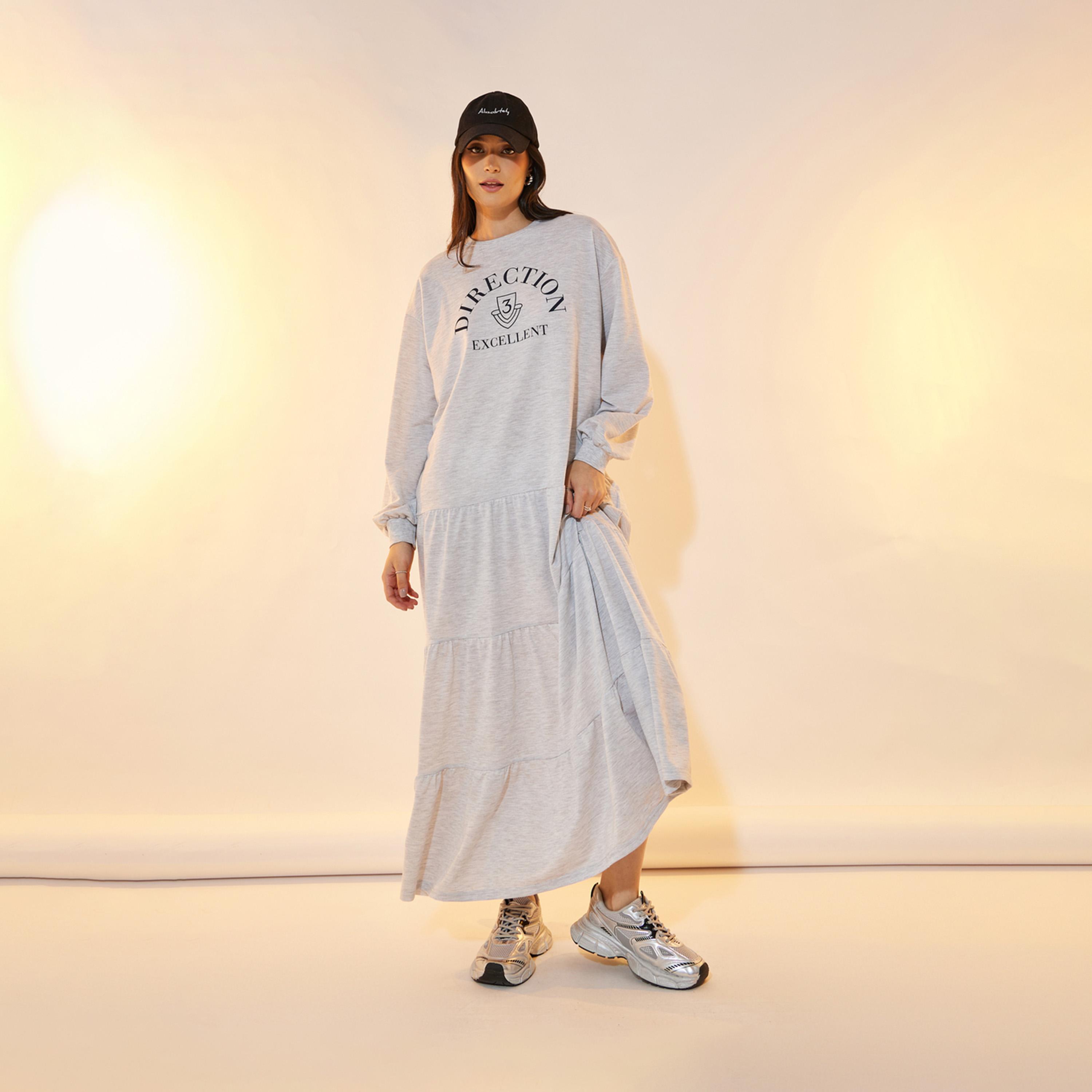 Take Two Slogan Text Print Tiered T-Shirt Maxi Dress-women-clothing-dresses-image-1