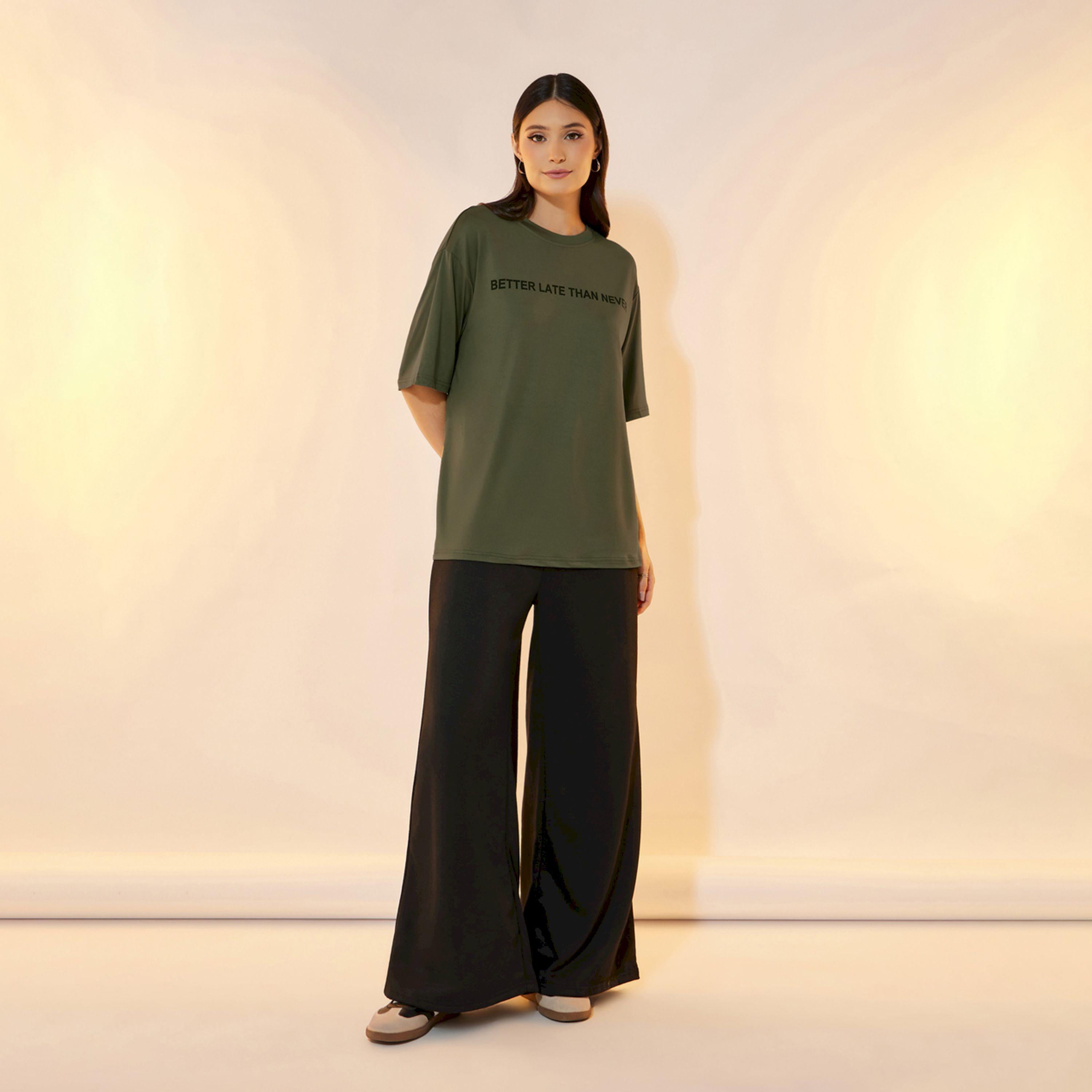 Take Two Oversized Slogan Print Round Neck T-Shirt-women-clothing-tshirts-image-2