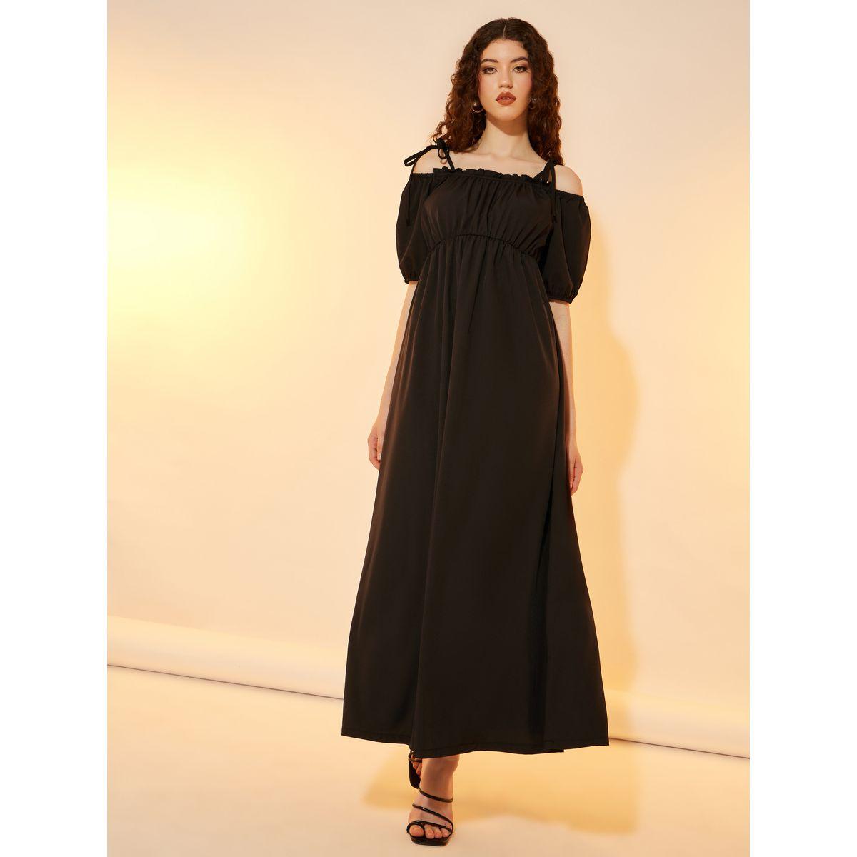 Take Two Cold Shoulder Sleeve A-Line Maxi Dress with Ruffle Detail-women-clothing-dresses-image-1
