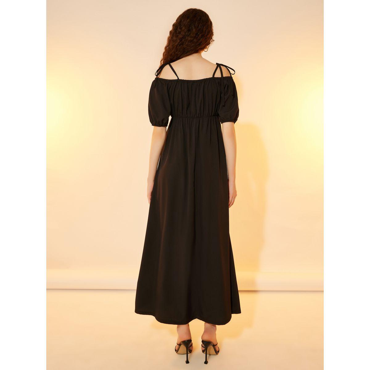 Take Two Cold Shoulder Sleeve A-Line Maxi Dress with Ruffle Detail-women-clothing-dresses-image-4