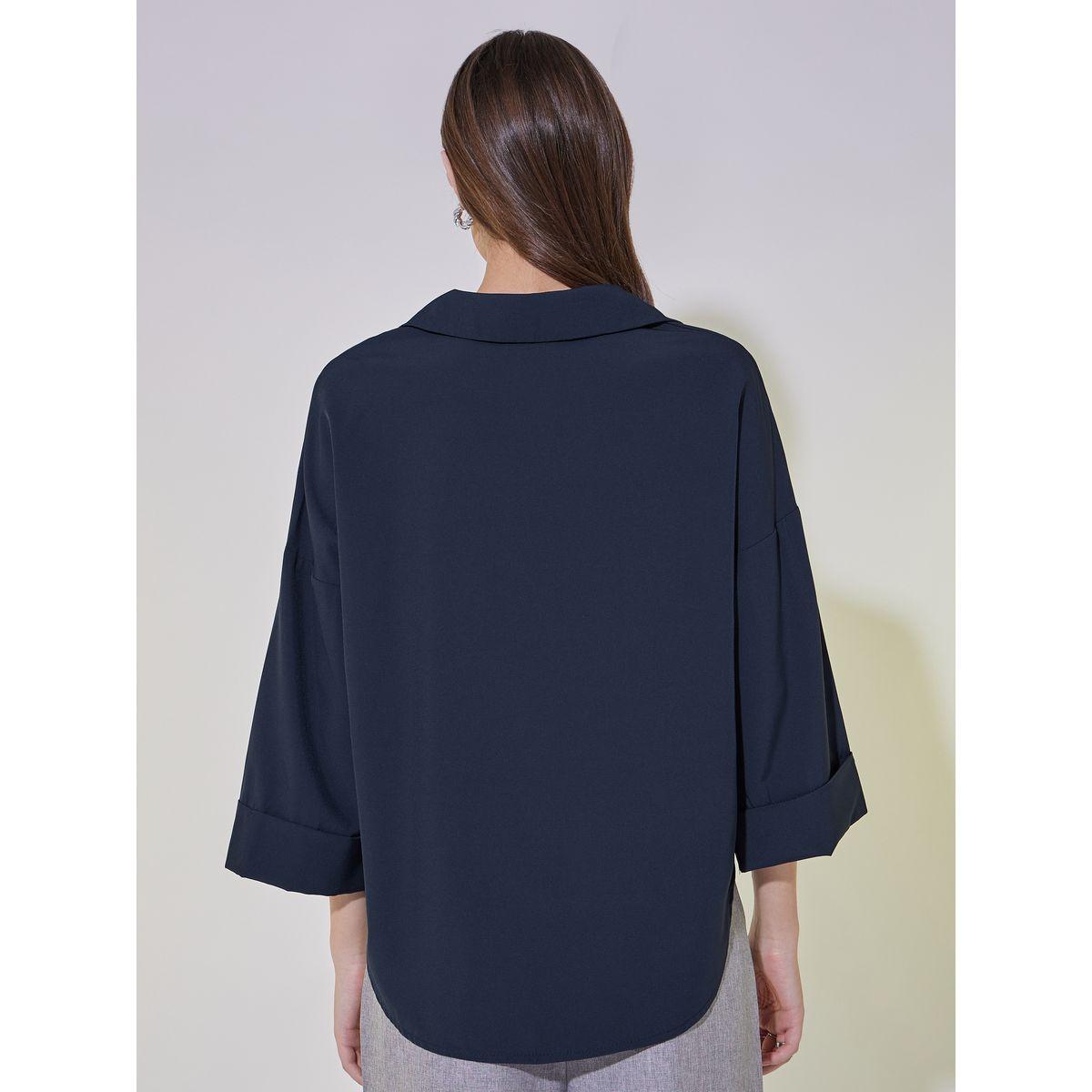 Take Two 3/4 Sleeve High-Low Boxy Fit Shirt-women-clothing-shirtsandblouses-shirts-image-4