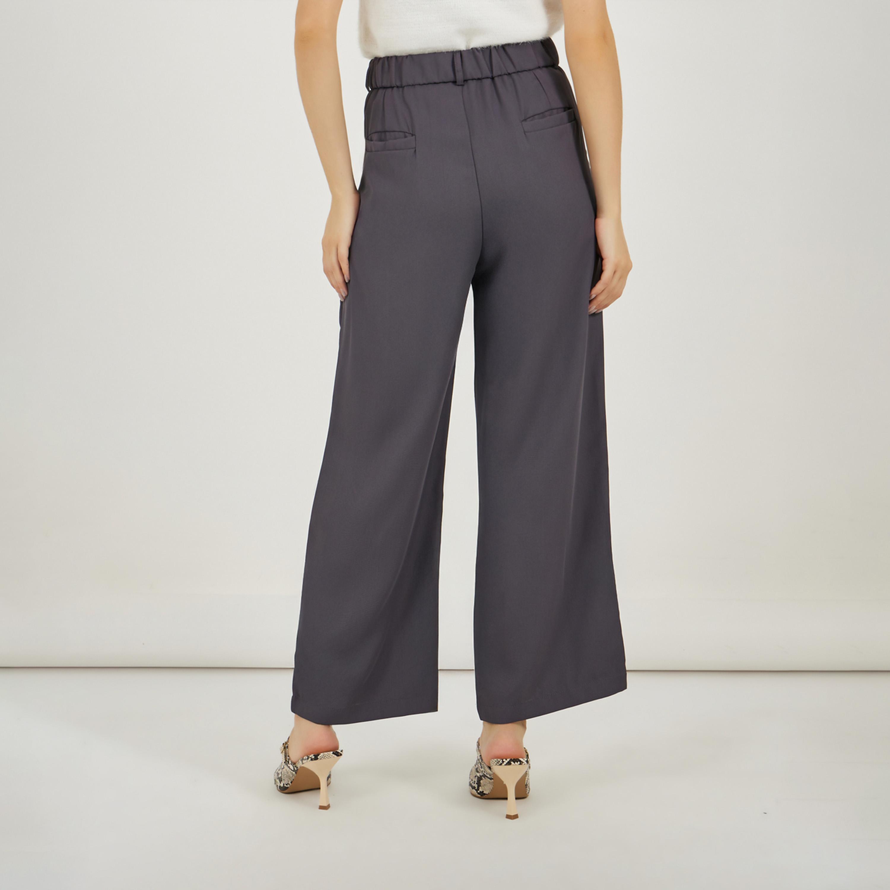 Take Two Solid Mid Rise Pleat Front Detail Relaxed Fit Pants-women-clothing-bottoms-trousers-image-4