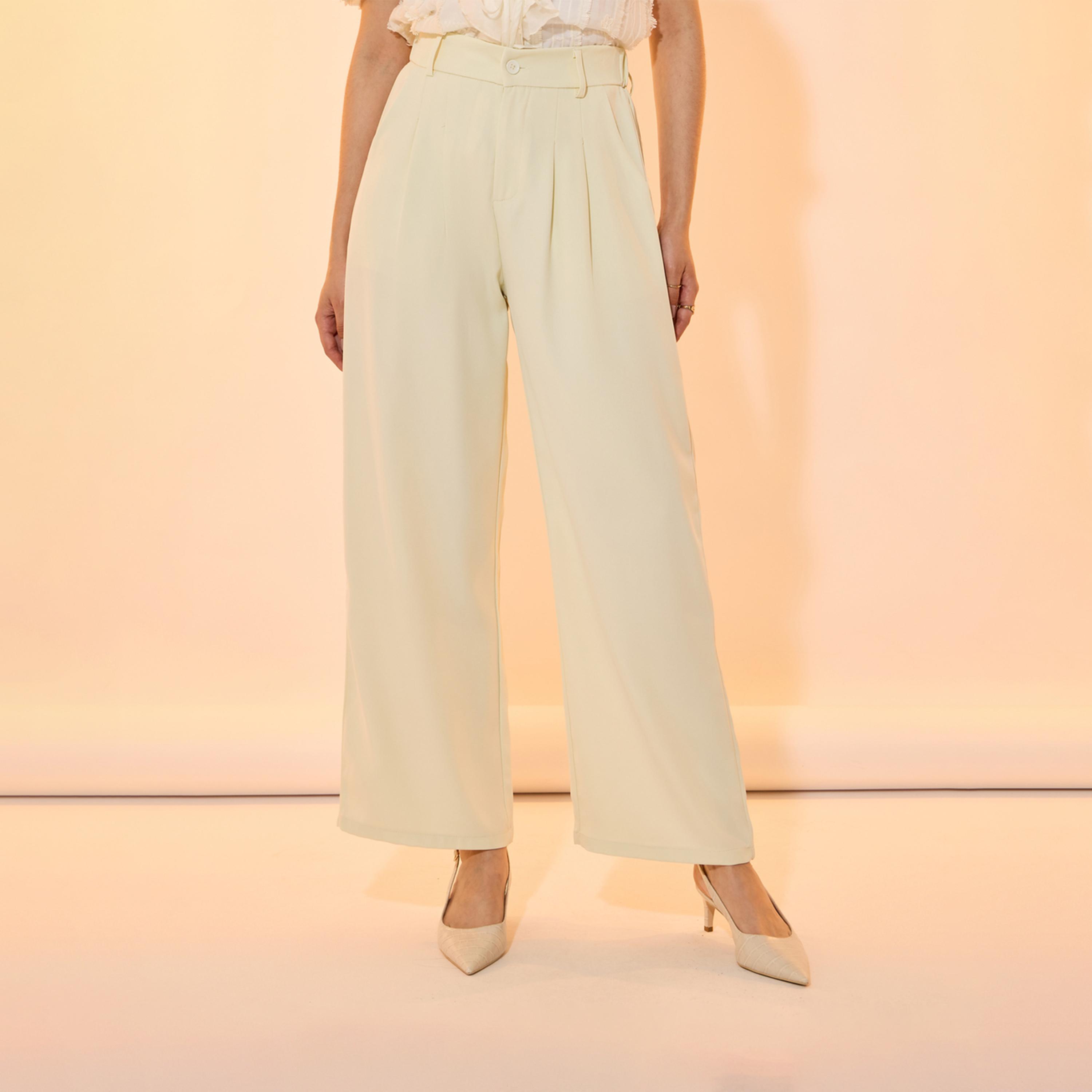 Take Two Solid Mid Rise Pleat Front Detail Relaxed Fit Pants-women-clothing-bottoms-trousers-image-2