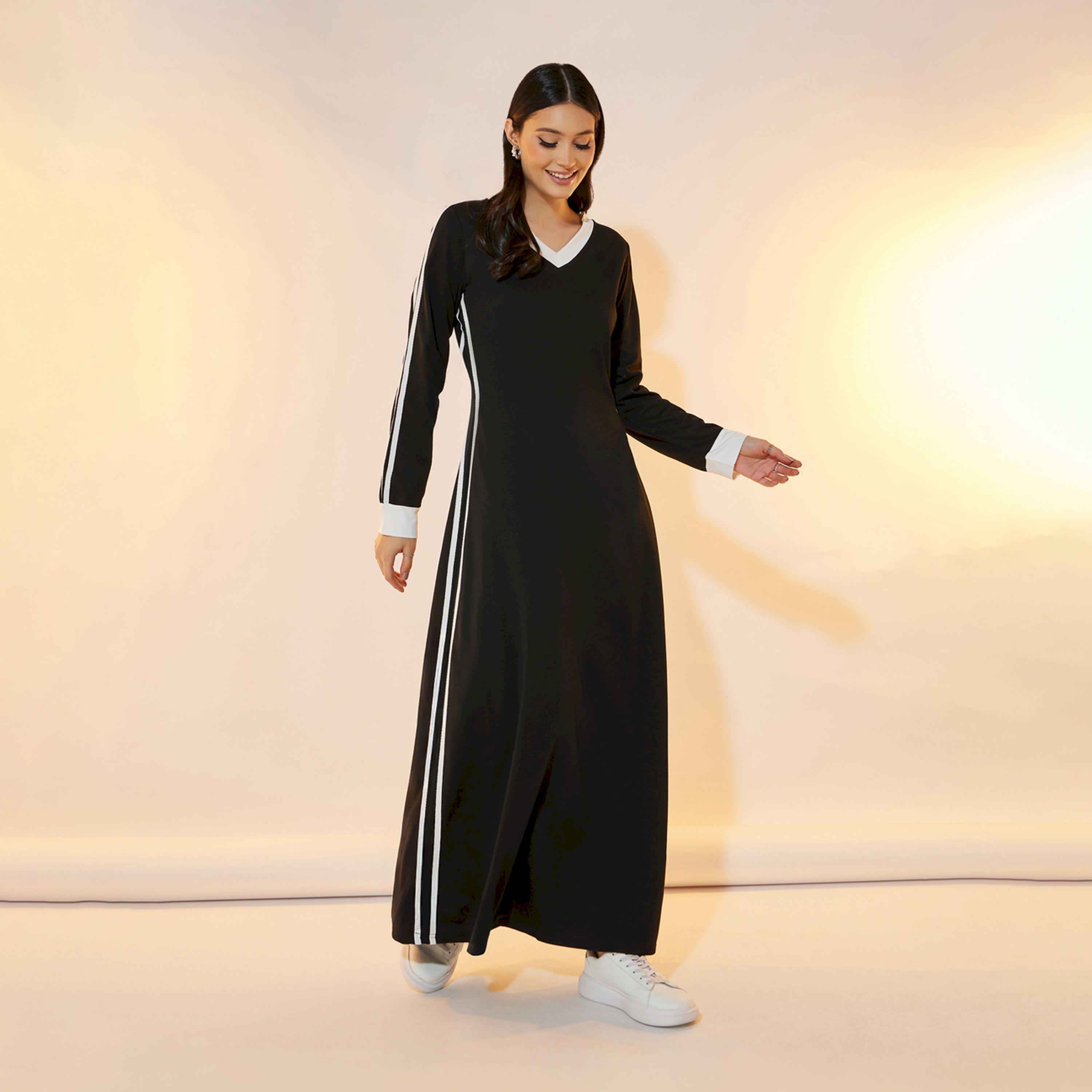 فستان طويل بخطوط جانبية وتفاصيل مُتباينة-women-clothing-dresses-image-3