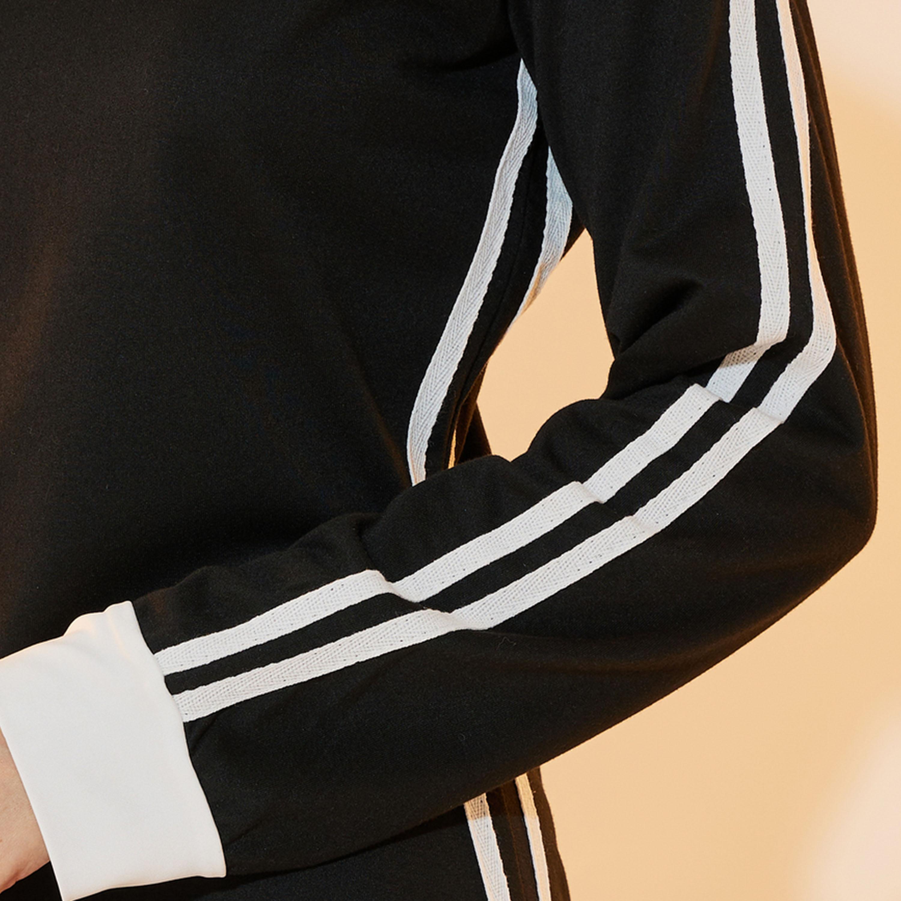 Take Two V Neck Side Stripe Taping Detail T-Shirt Maxi Dress-women-clothing-dresses-image-5