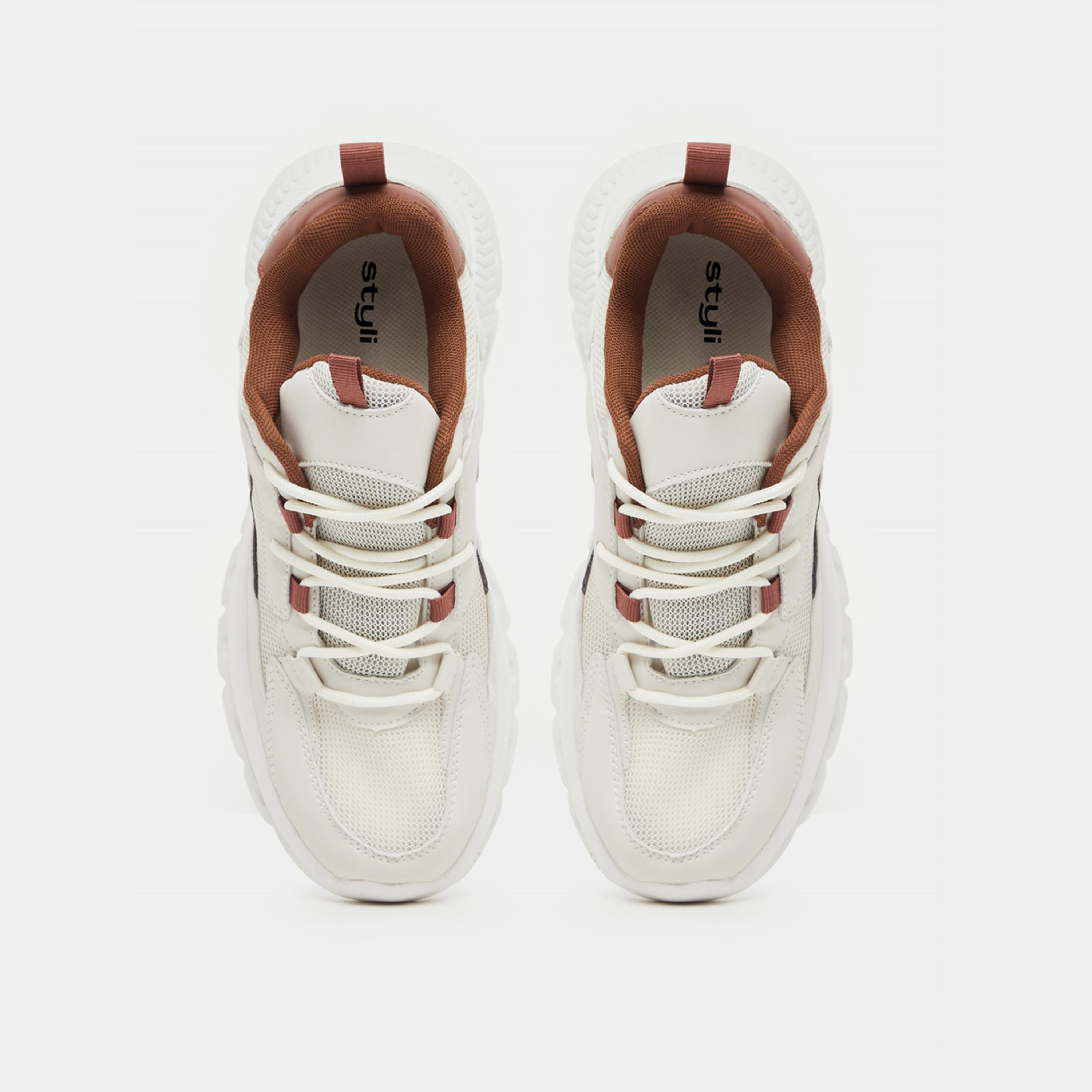 Styli Contrast Detail Chunky Sole Lace Up Sneakers-women-shoes-sneakers-image-5