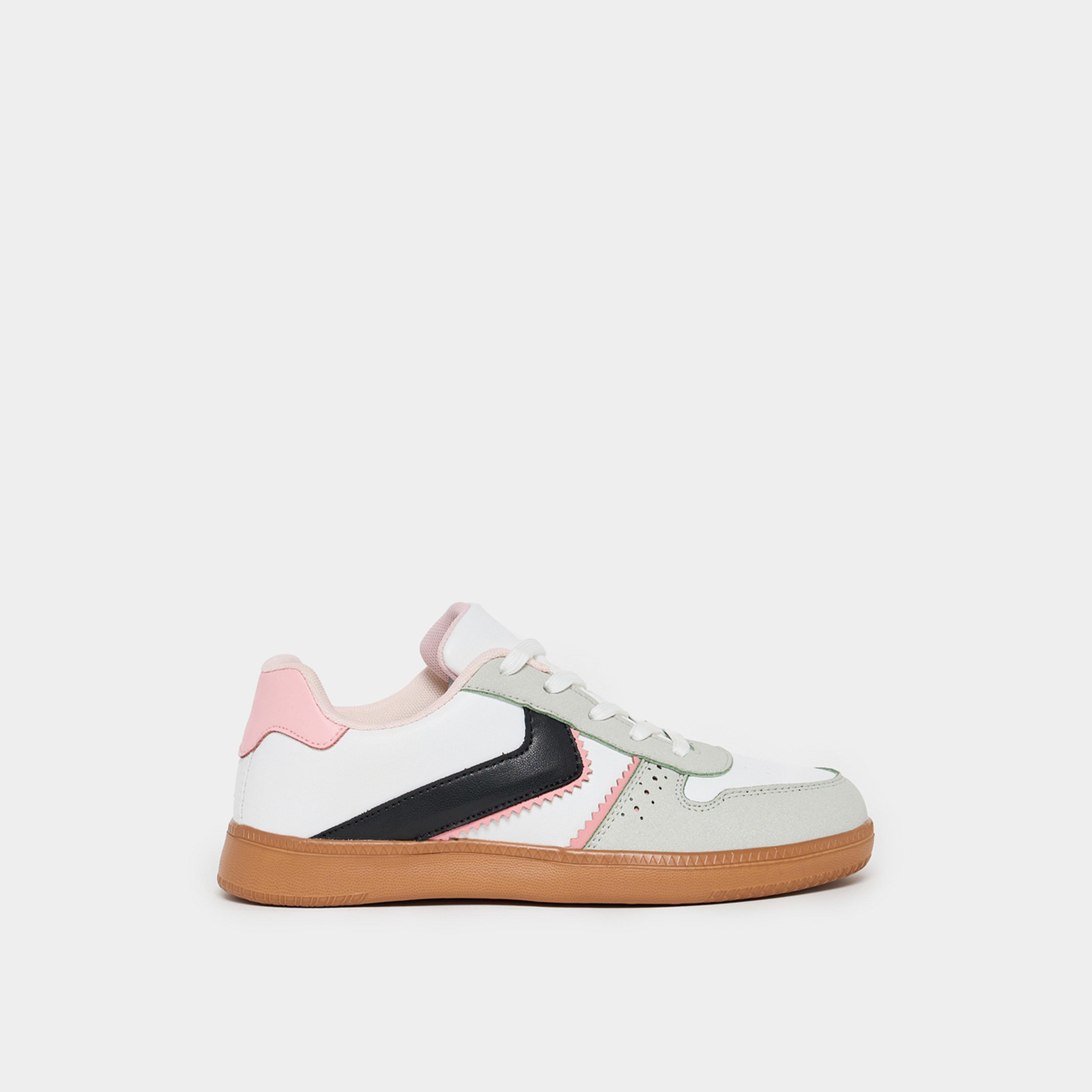 Styli Contrast Panel Lace Up Sneakers-women-shoes-sneakers-image-2