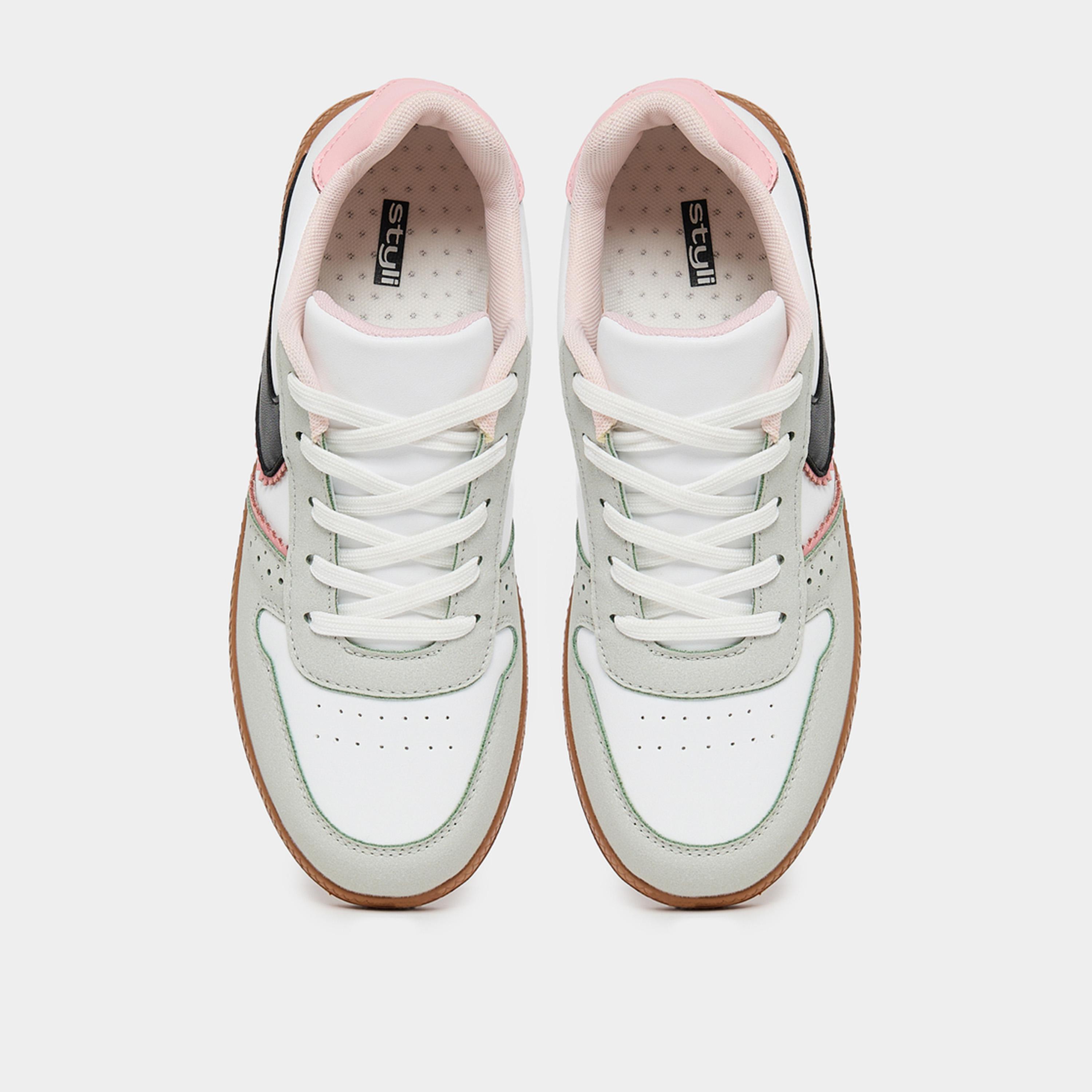 Styli Contrast Panel Lace Up Sneakers-women-shoes-sneakers-image-6