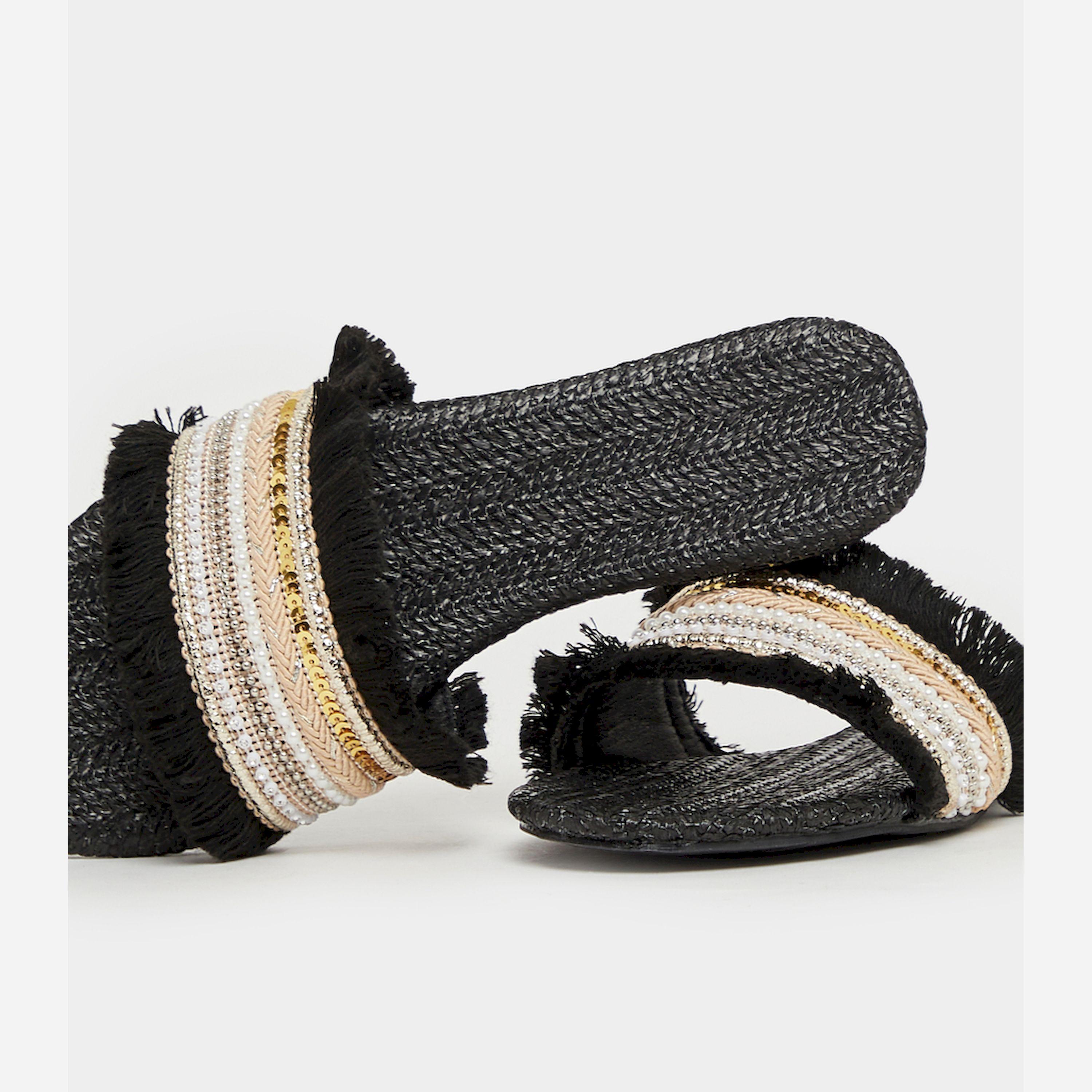 Styli Embellished Fringe Flat Sandals-women-shoes-sandals-flats-image-3