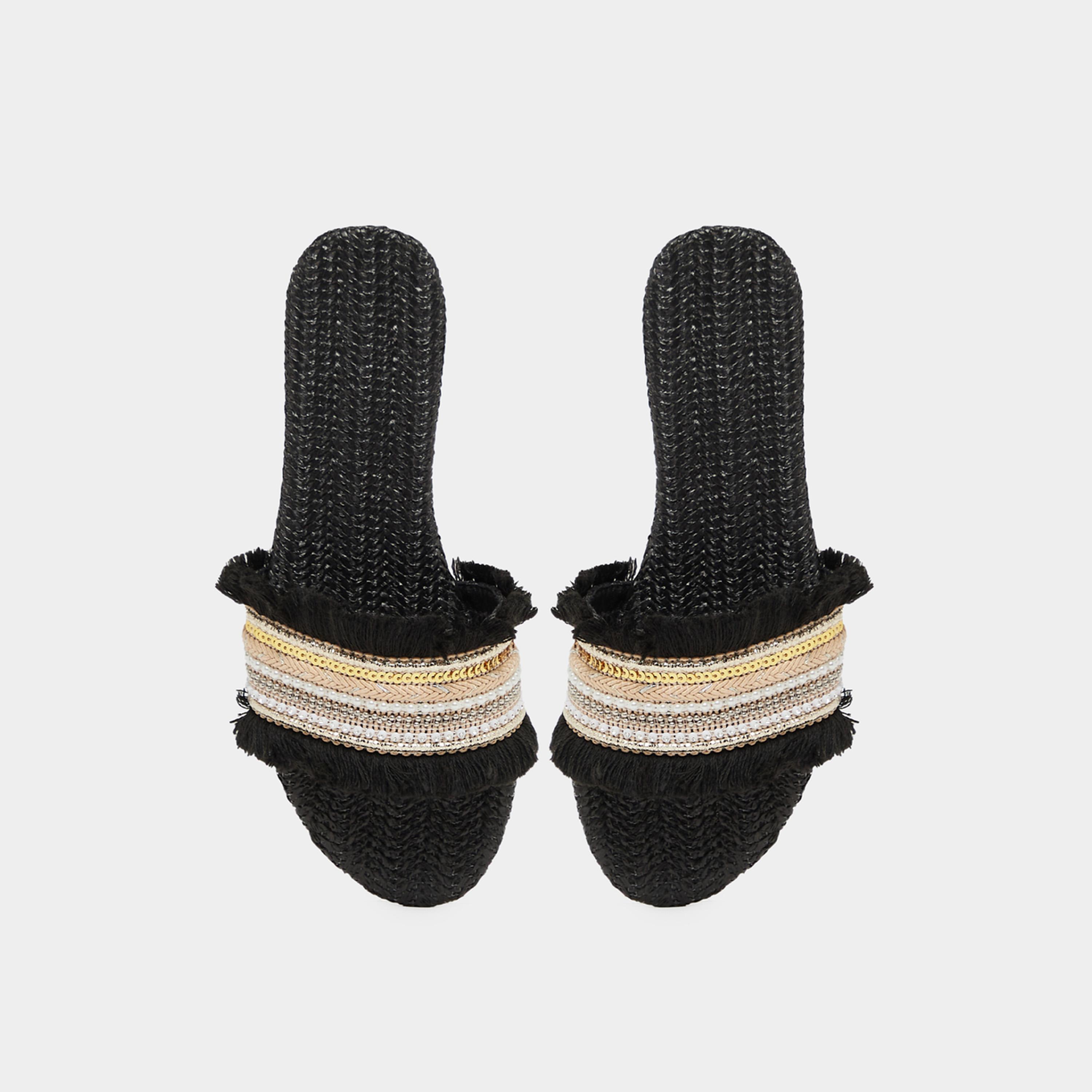 Styli Embellished Fringe Flat Sandals-women-shoes-sandals-flats-image-5
