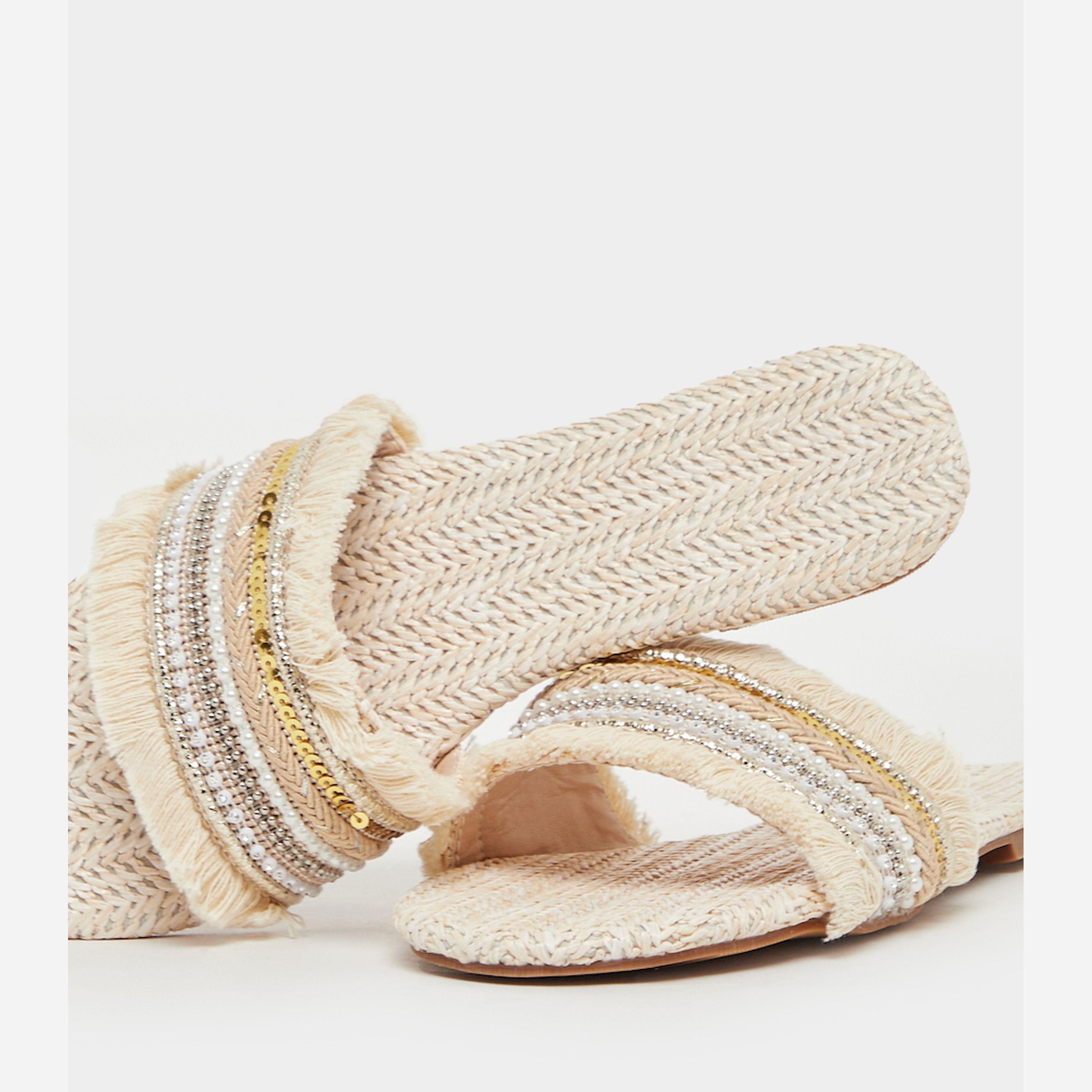 Styli Embellished Fringe Flat Sandals-women-shoes-sandals-flats-image-3