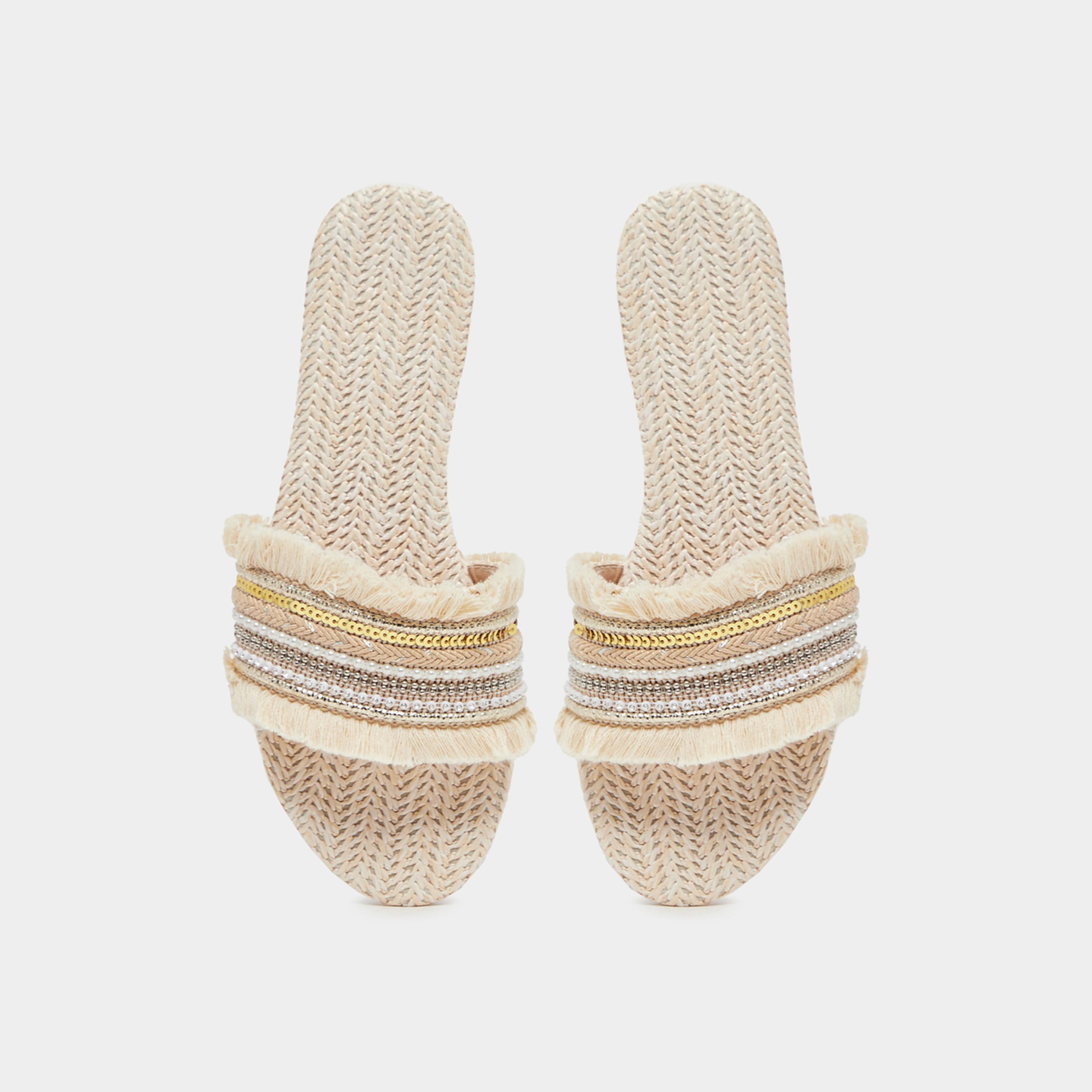Styli Embellished Fringe Flat Sandals-women-shoes-sandals-flats-image-5